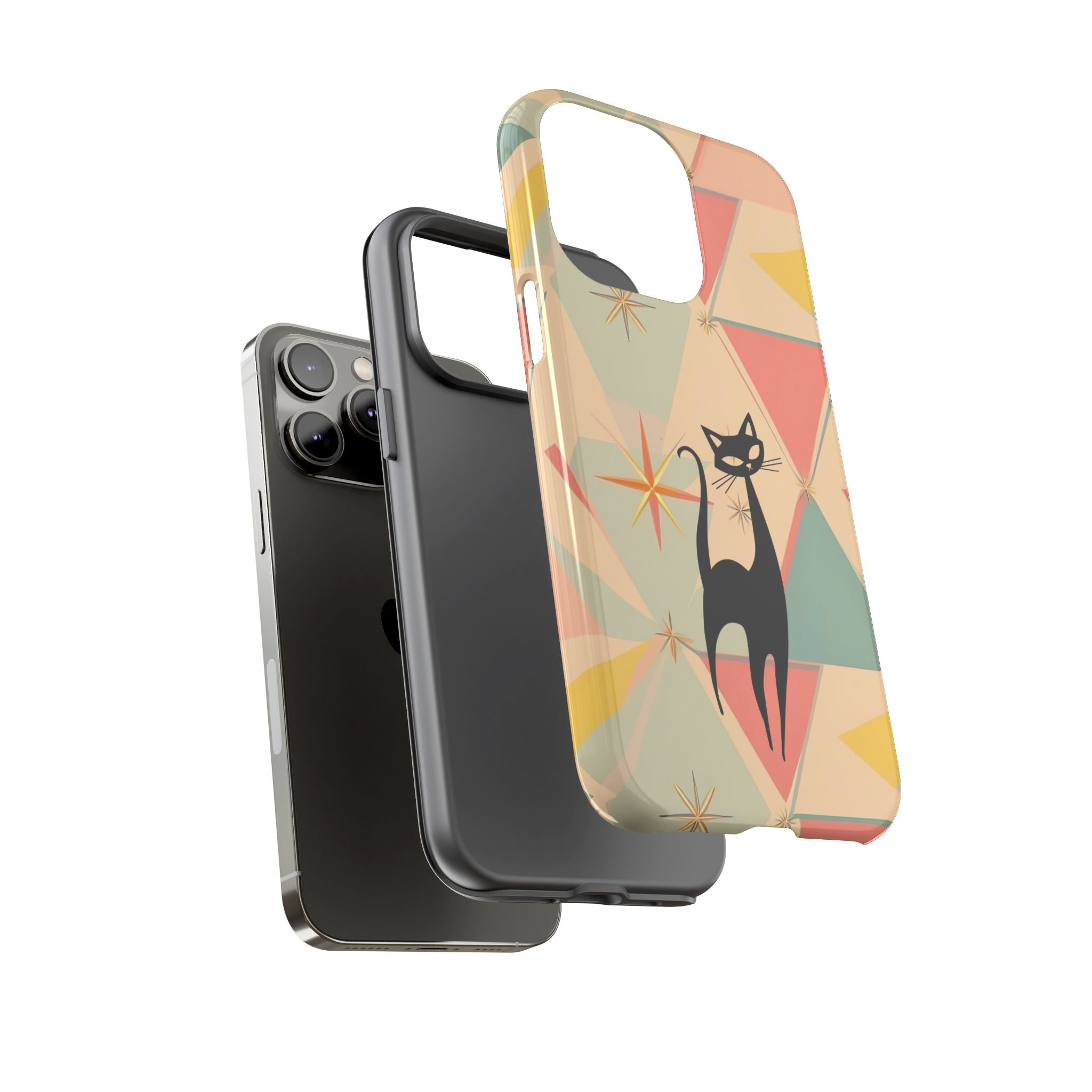 Atomic Cat Mid Mod Retro Cat Phone Case | Tough Cases with Vintage Vibe | Ideal for Cat Lovers