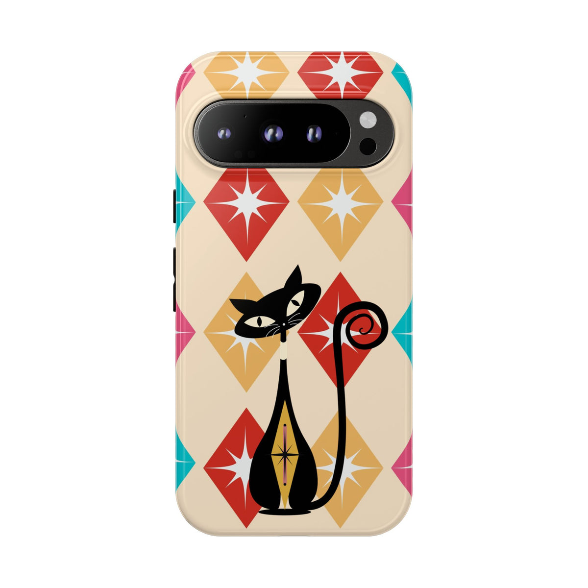 Mid Century Modern Atomic Cat, Atomic 50s Diamonds Retro Phone Tough Cases