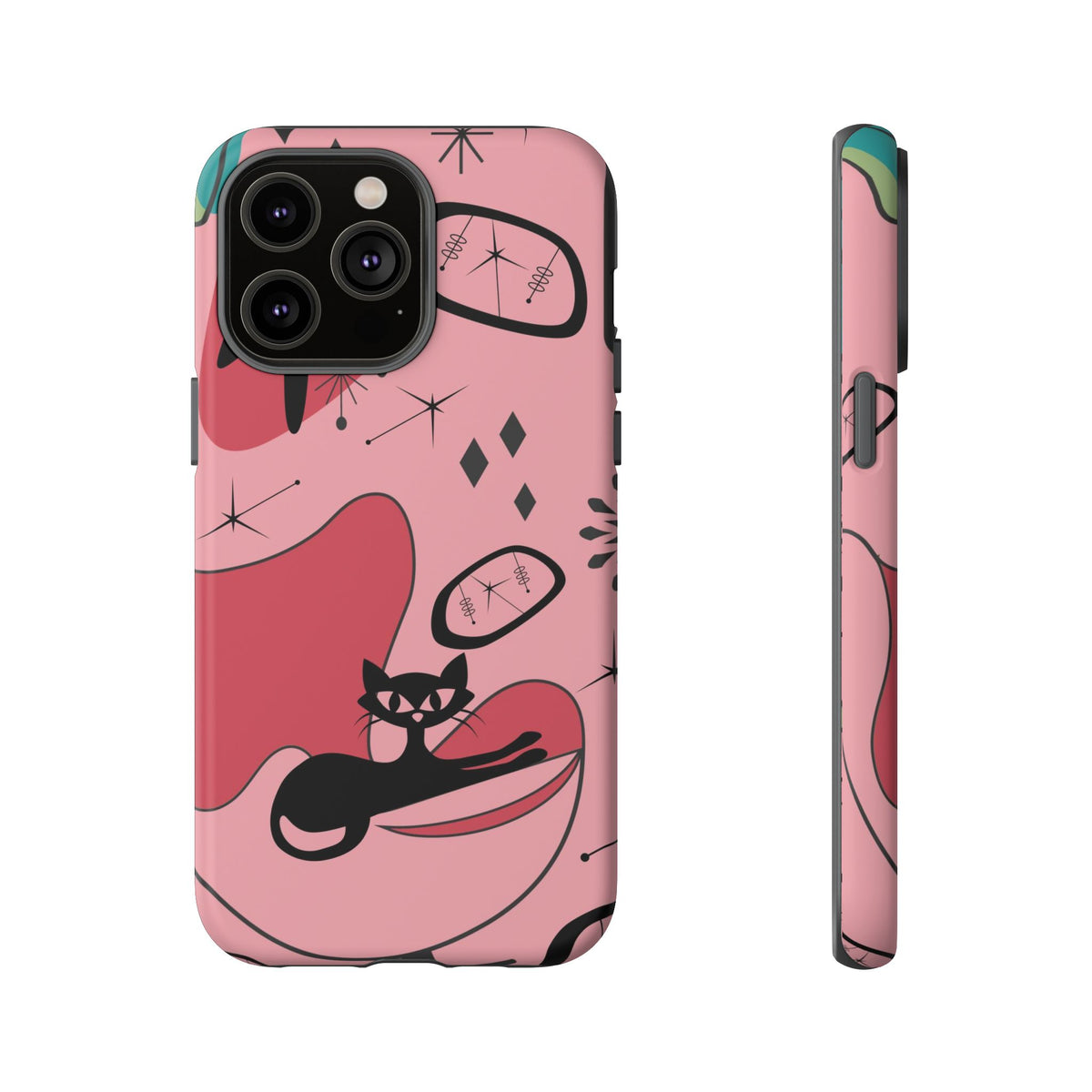 Atomic Cat, Pink Mid Century Modern, Egg Chair, Space Cat Tough Phone Case