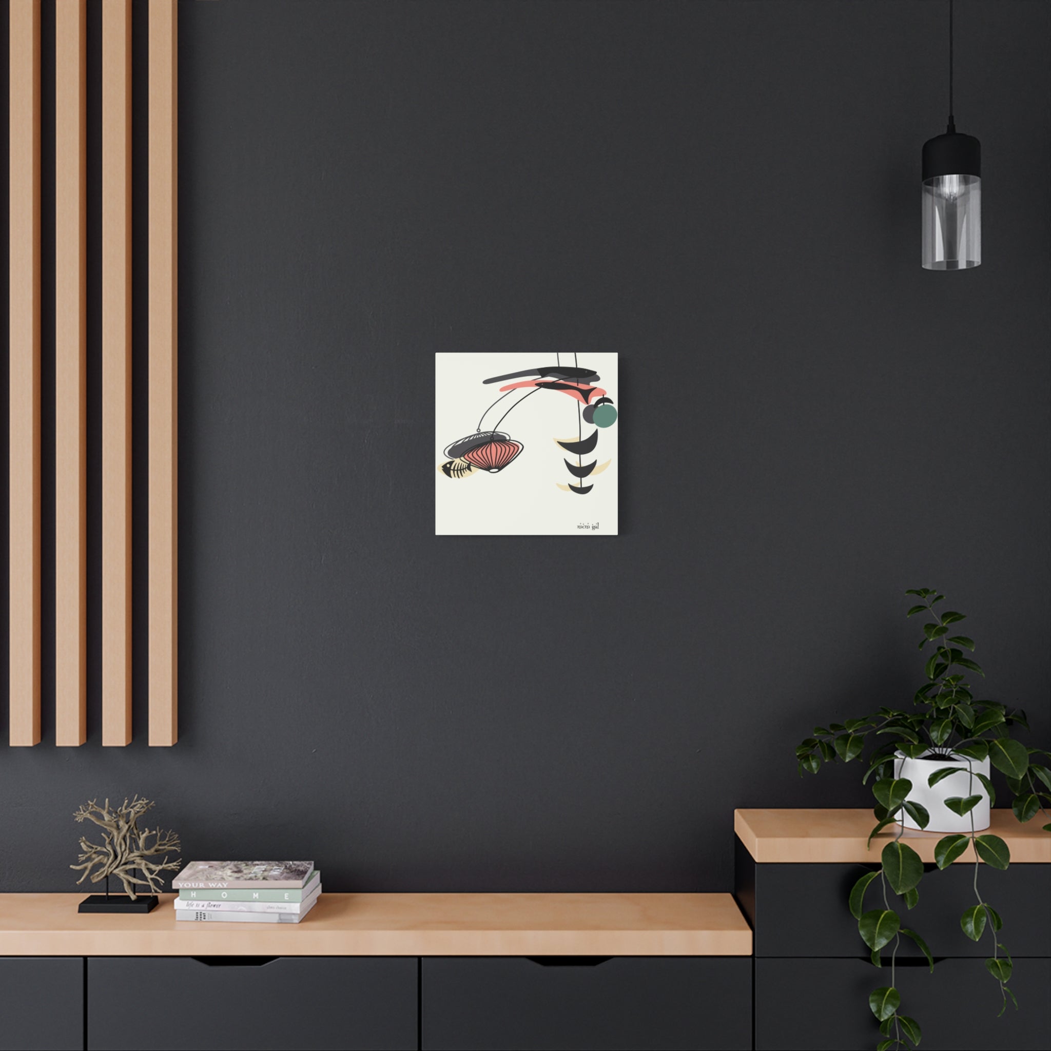 Mid Century Modern Fish Art, Modern Abstract Wall Art Canvas - Mid Century Modern Gal