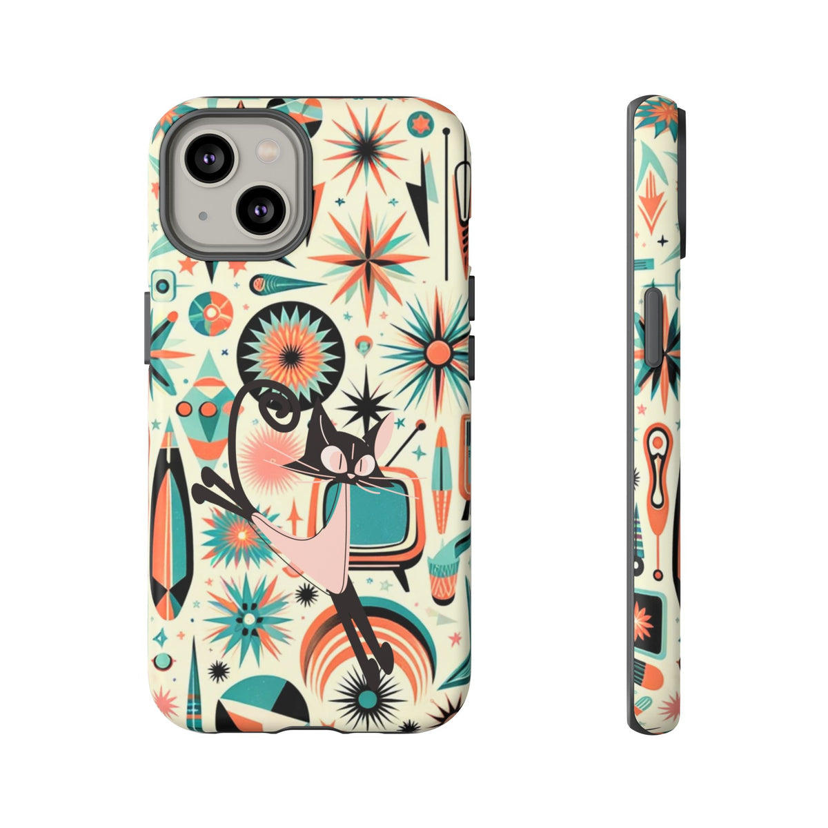 Atomic Kitty Boomerang Space Kitty Mid Century Modern Samsung, Smart Phone, Tough Cases - Mid Century Modern Gal