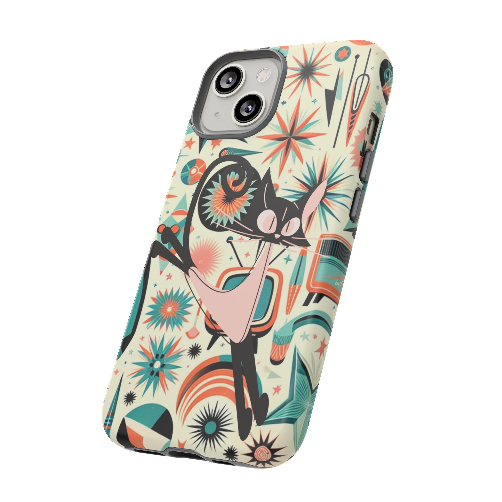 Atomic Kitty Boomerang Space Kitty Mid Century Modern Samsung, Smart Phone, Tough Cases - Mid Century Modern Gal