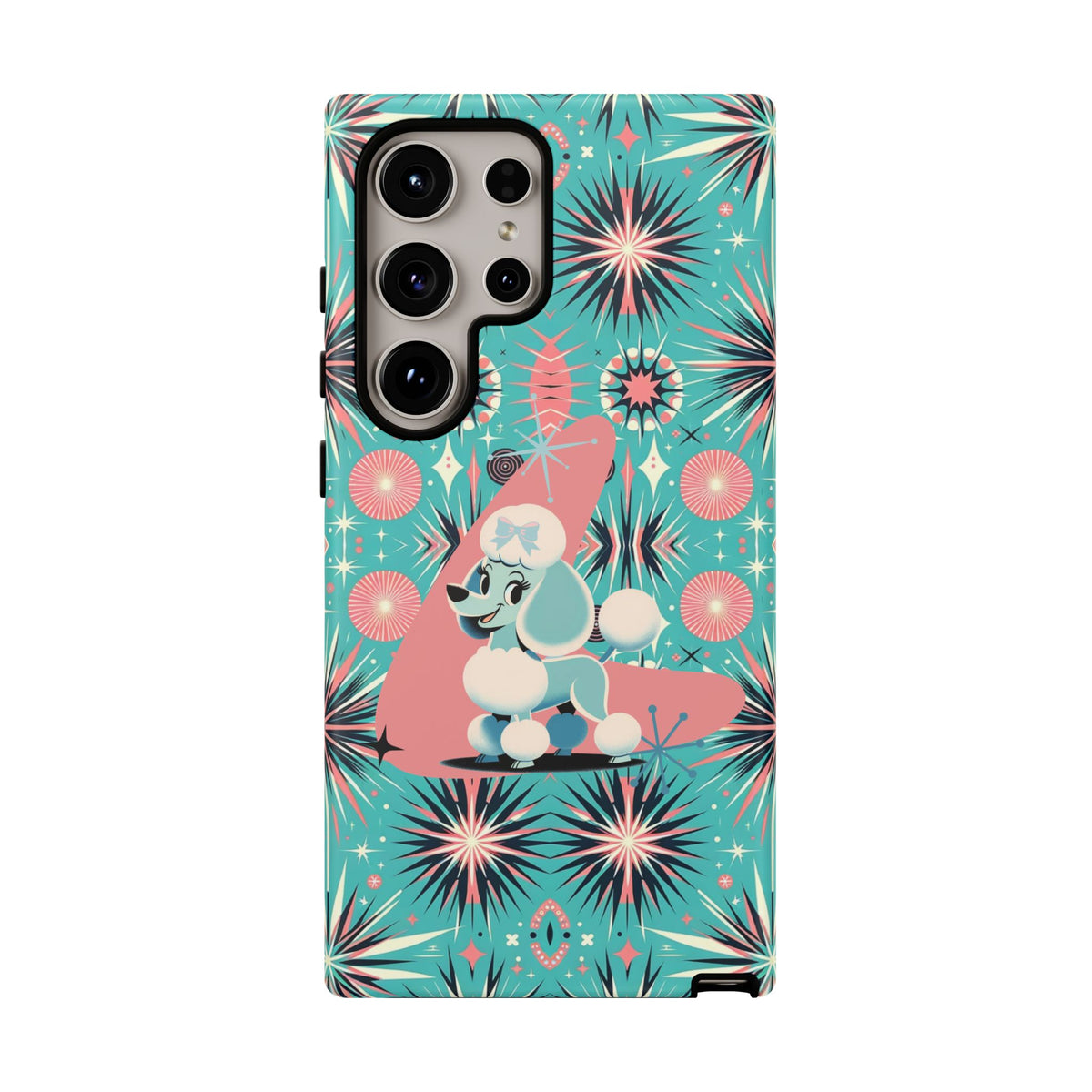 1950s Mid Century Modern Atomic Pink, Poodle Retro Smart Phone Tough Cases