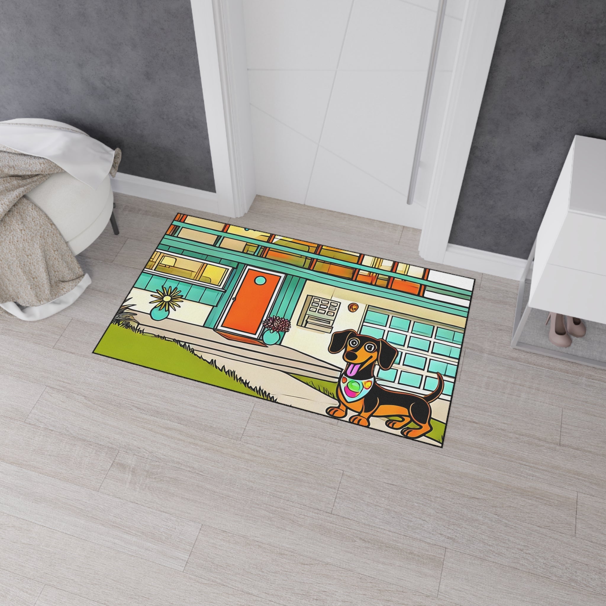 Dachshund Art Heavy Duty Floor Mat - Perfect for Dog Lovers - Mid Century Modern Gal