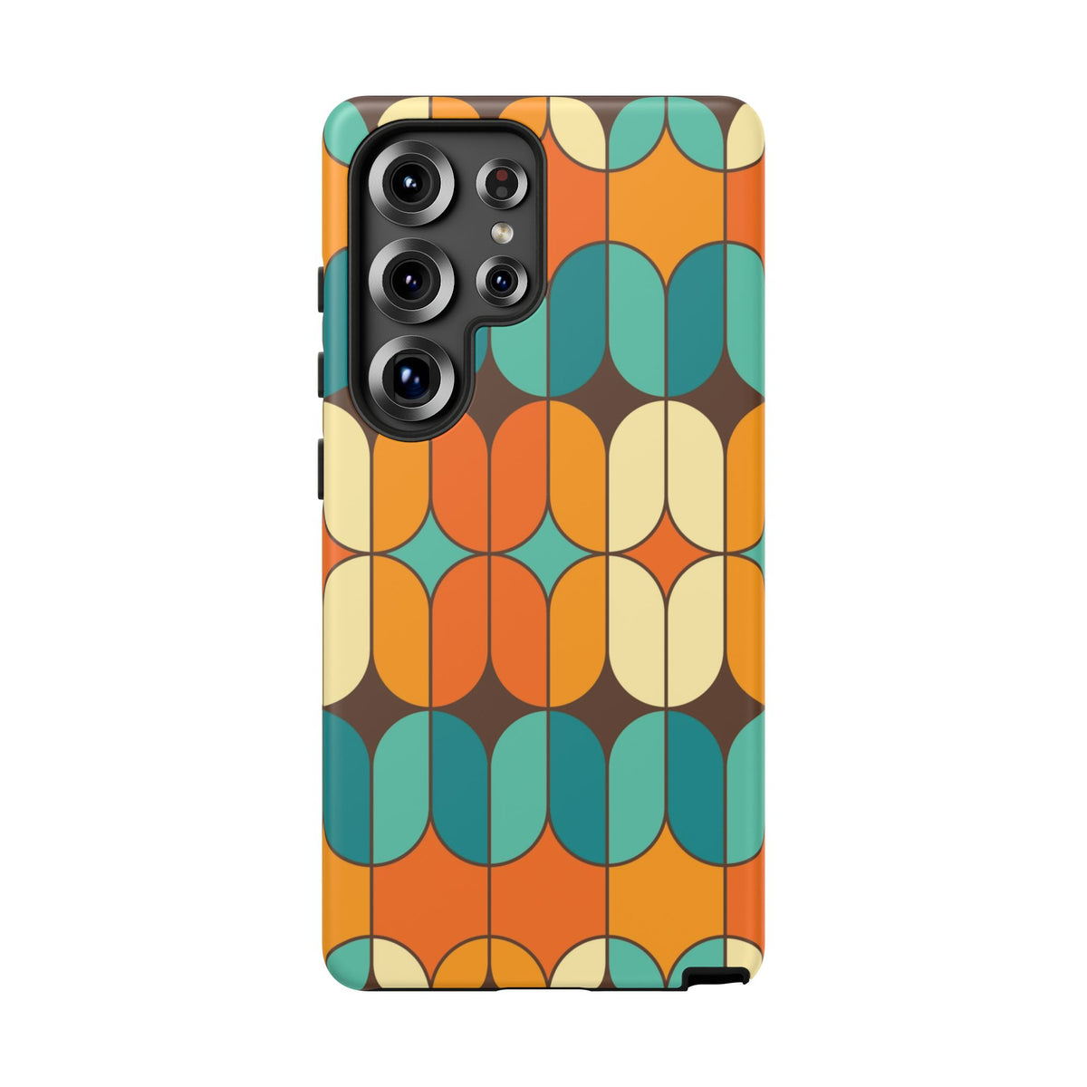 Mid Century Modern Orange, Teal Geometric Mod Designed Tough Phone Case