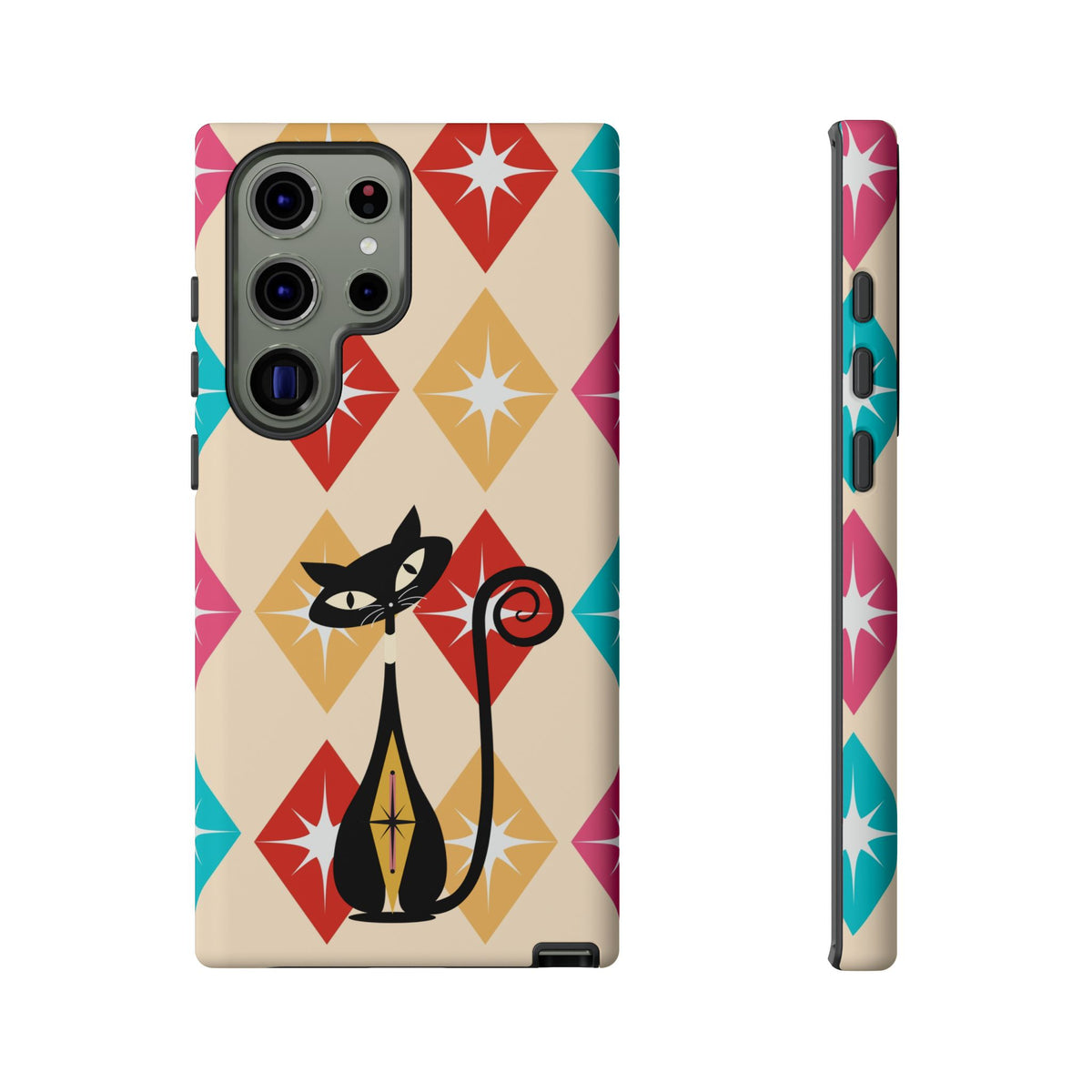 Mid Century Modern Atomic Cat, Atomic 50s Diamonds Retro Phone Tough Cases