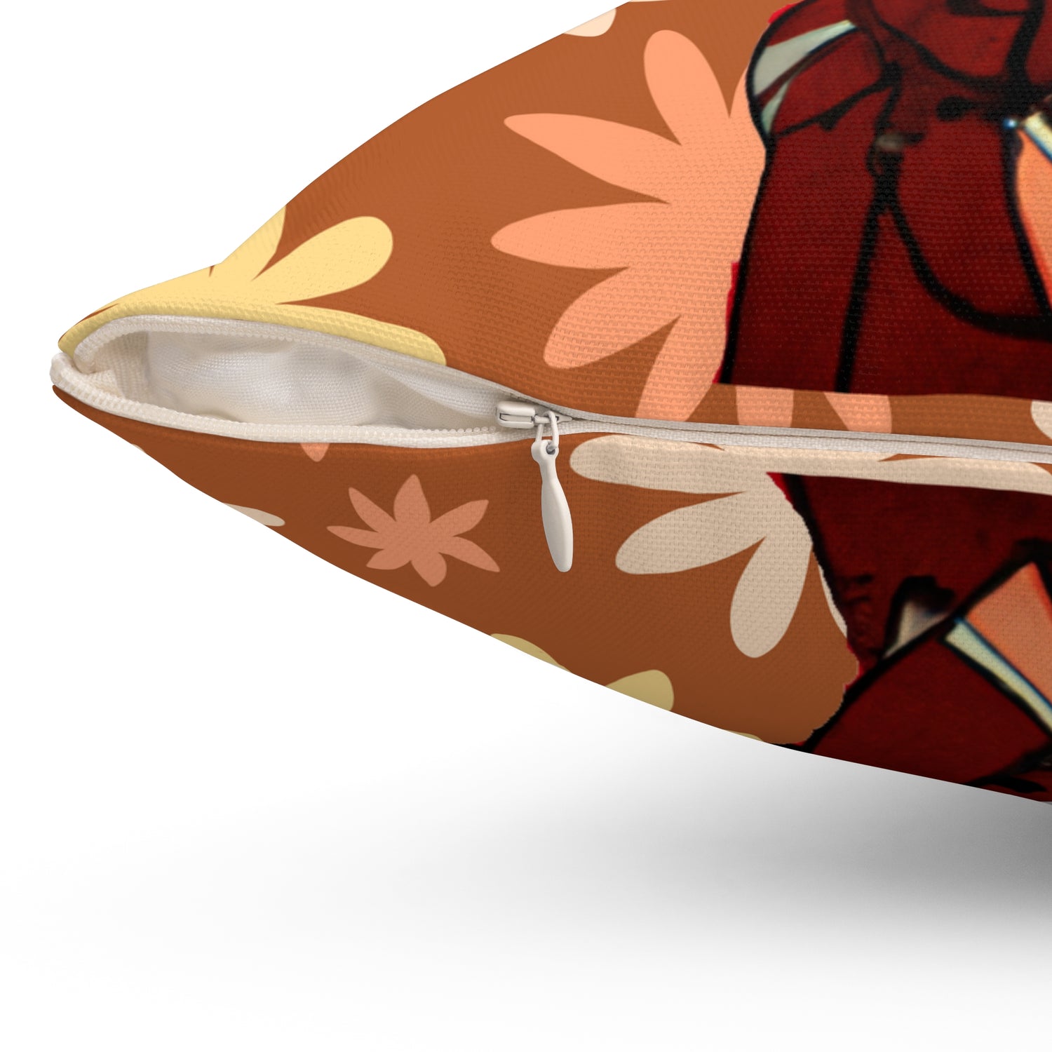 Retro Flower Power, Patti PI, Big Blue Eyes, Trendy, Hipster, Hippie Soul Brown, Golden,  Pillow And Cover - Mid Century Modern Gal