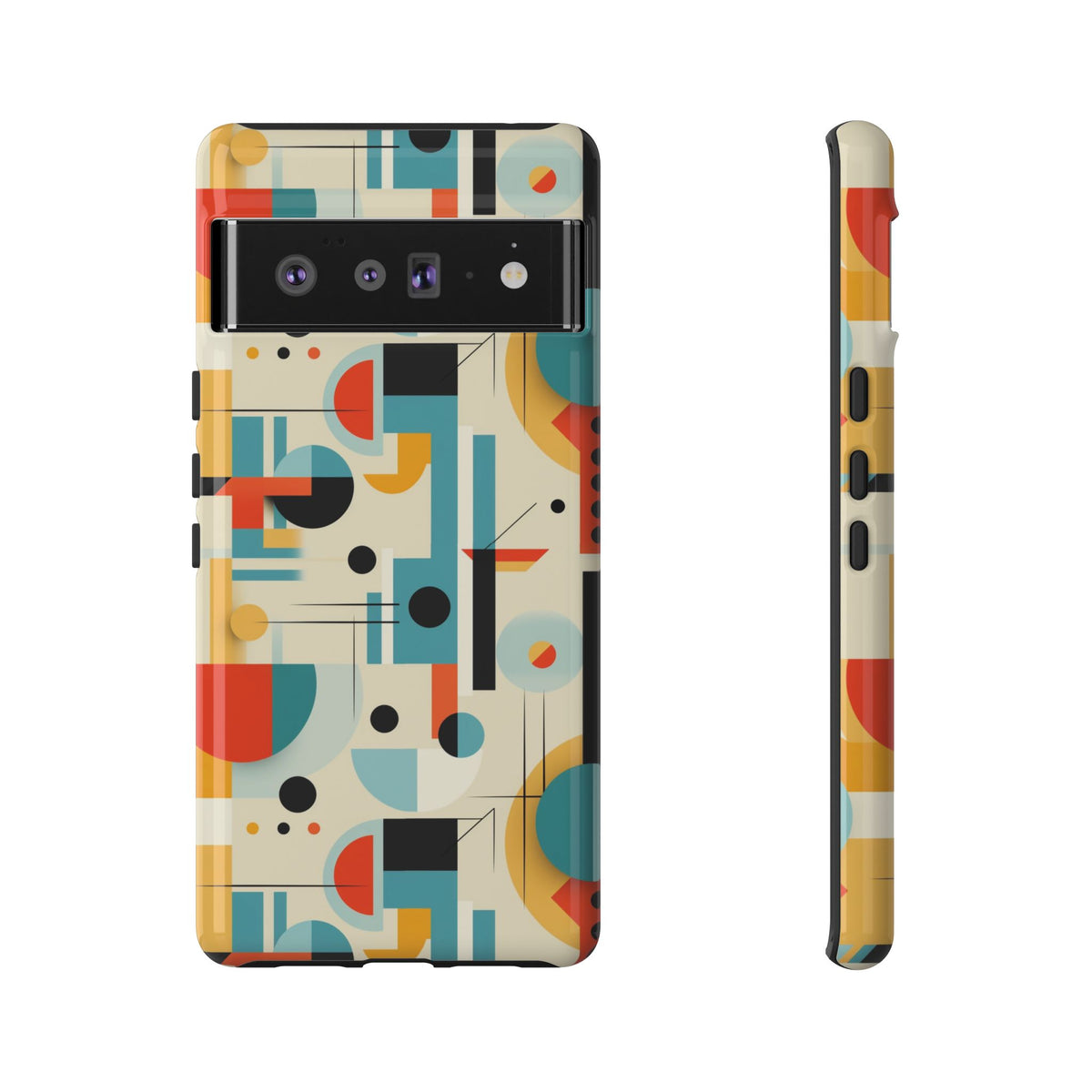 Bauhaus Designed Mid Mod Geometric Groovy Smart Phone, iPhone, Samsung Compatible Tough Cases - Mid Century Modern Gal
