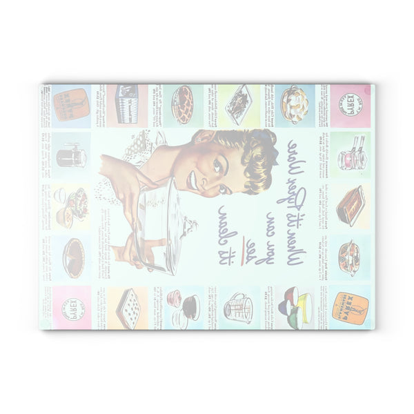 Pyrex Kitchen Ad Vintage Inspired Glass Cutting Board - Retro Kitchen Decor with Recipe Graphics
