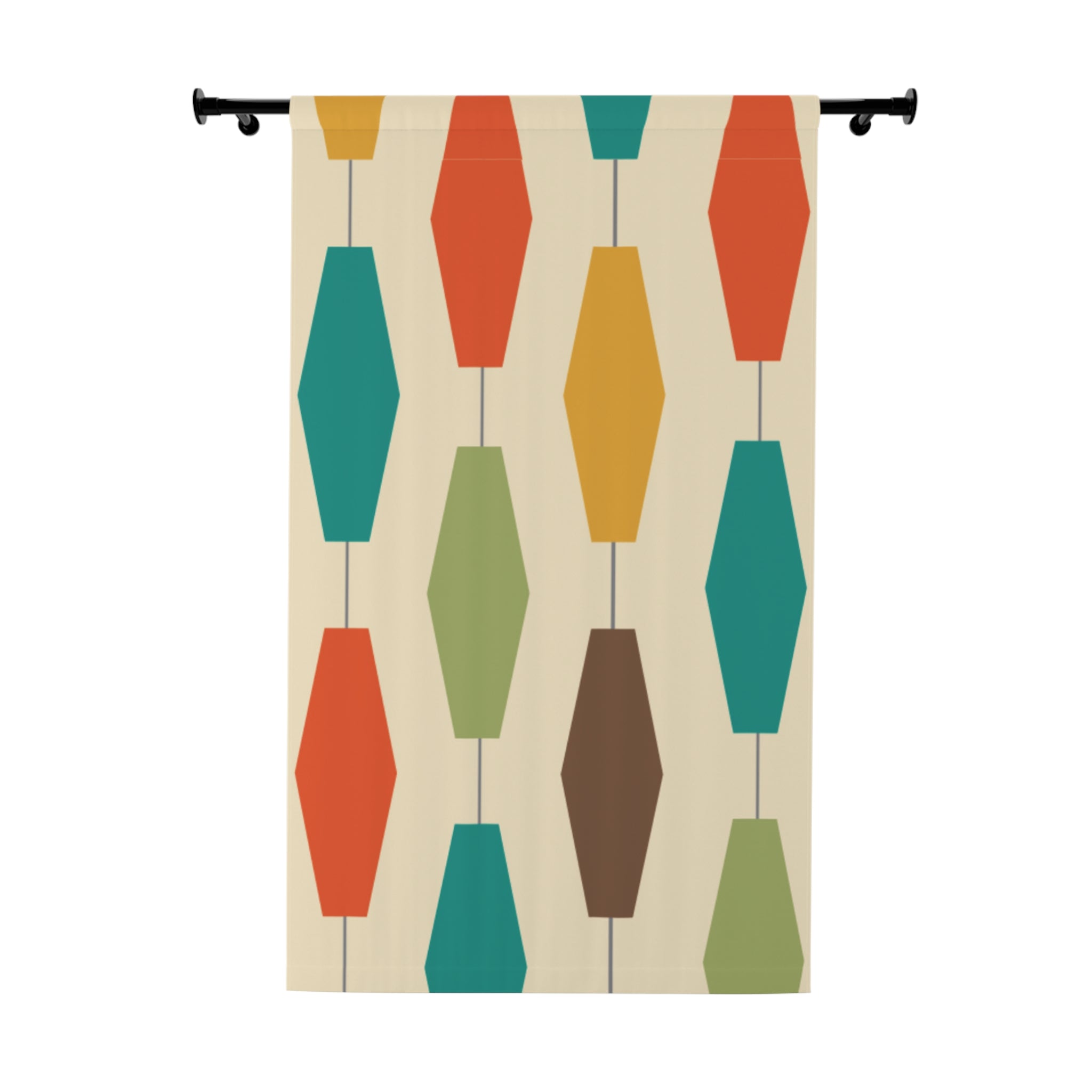 Mid Century Modern Groovy Lanterns, Hexagon Mid Mod Window Curtains (1 Piece) - Mid Century Modern Gal