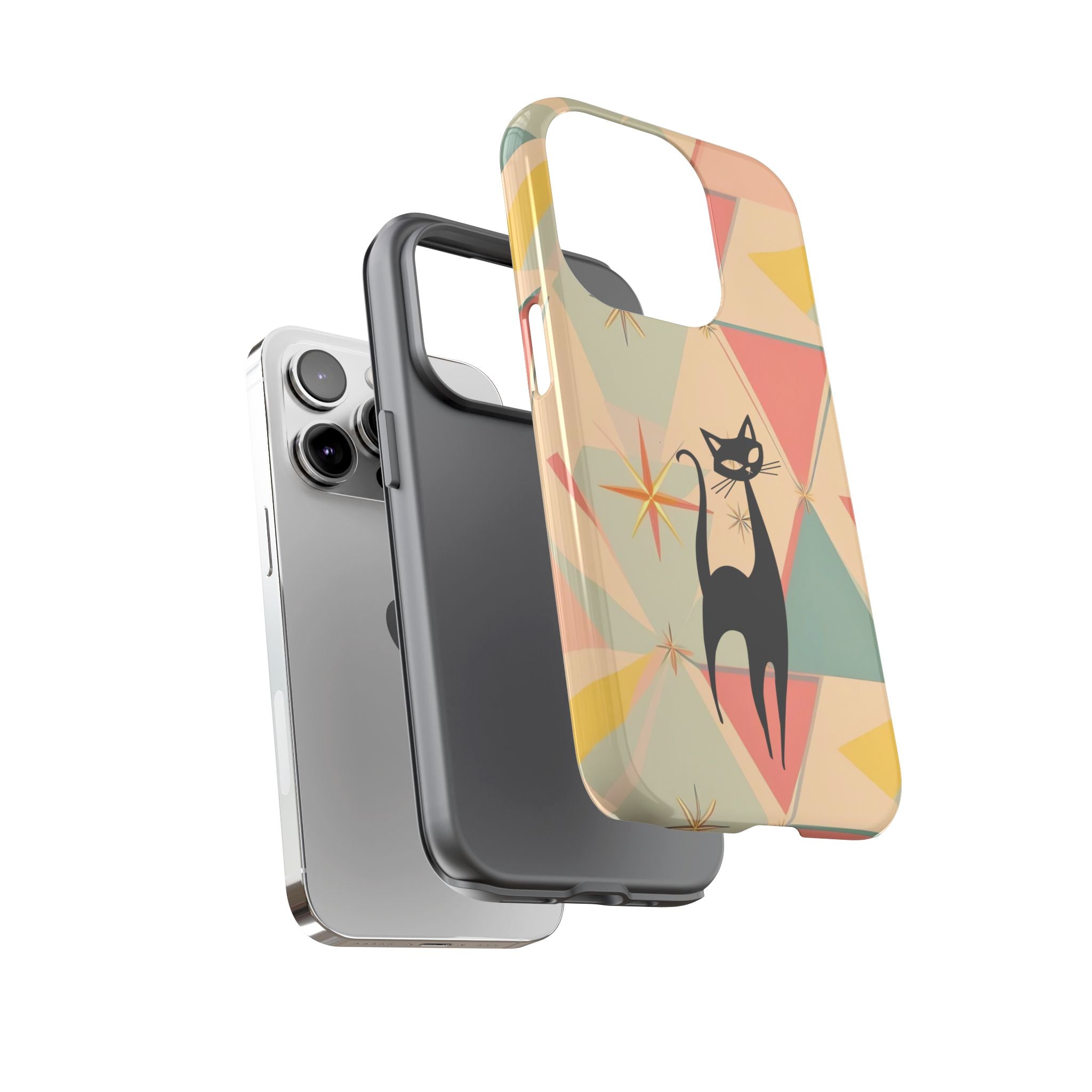 Atomic Cat Mid Mod Retro Cat Phone Case | Tough Cases with Vintage Vibe | Ideal for Cat Lovers