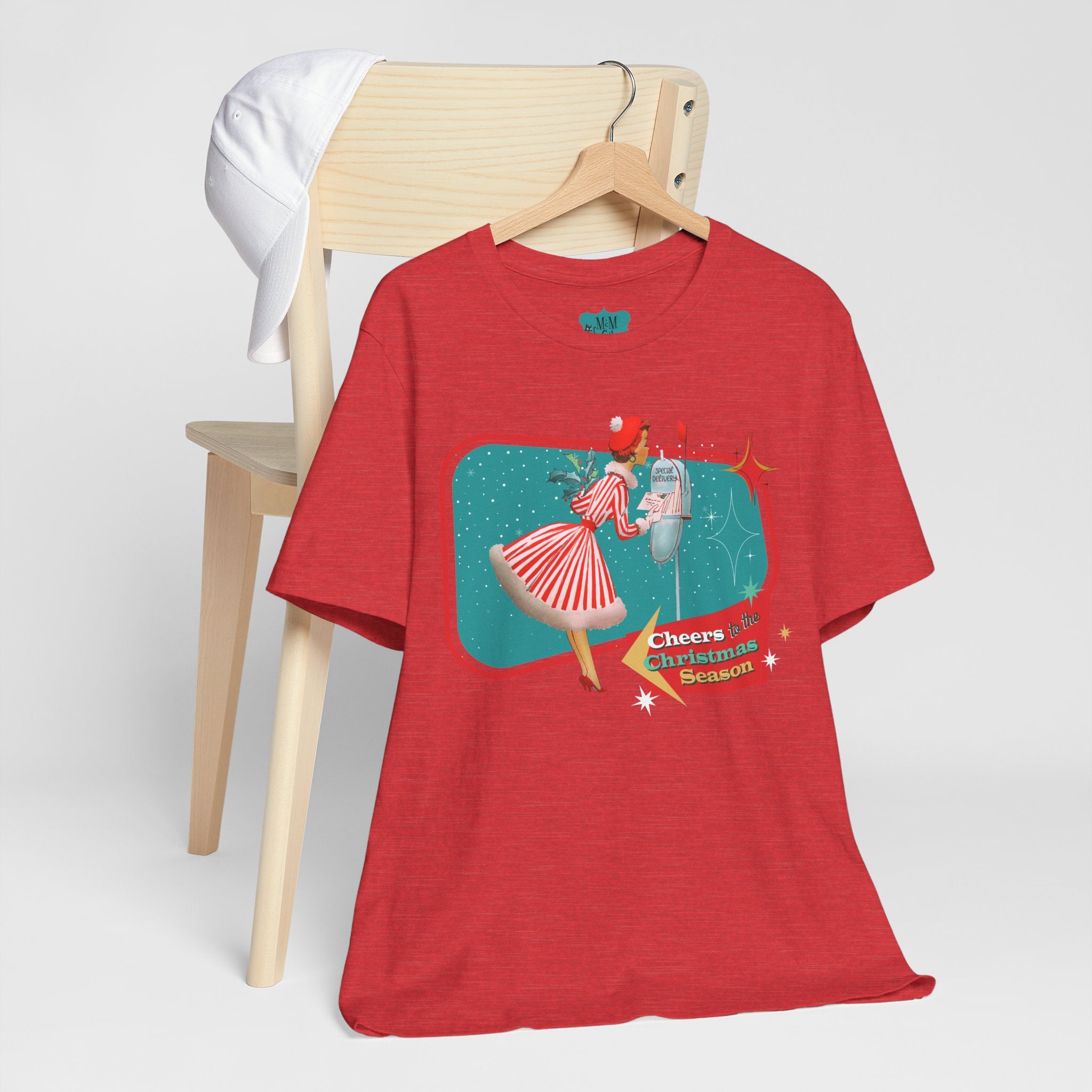 A Merry And Bright Holiday Kitsch Christmas Season Retro Christmas Cheers Unisex Jersey Tee - Mid Century Modern Gal