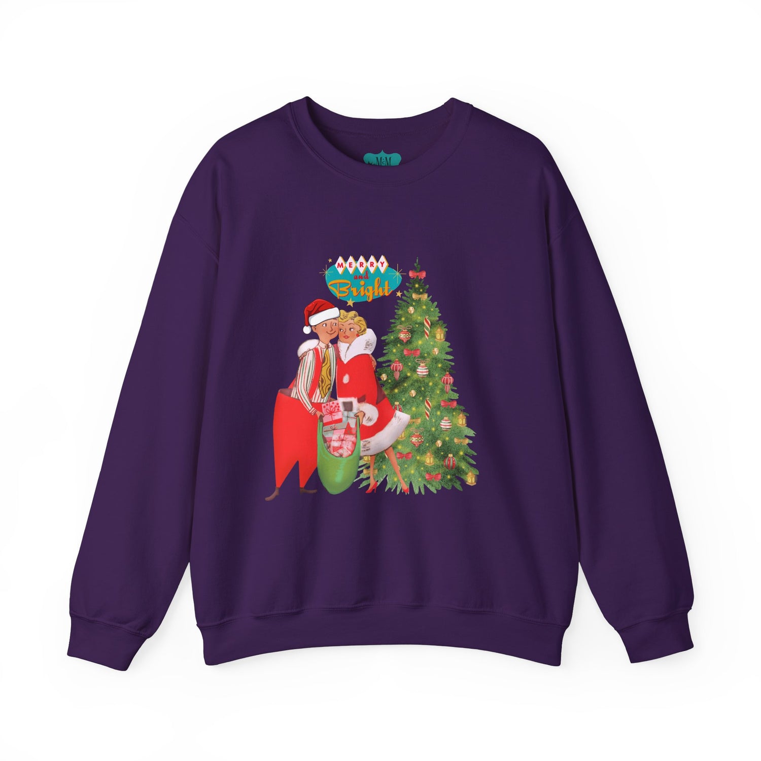 Festive Merry & Bright Crewneck Sweatshirt for Holiday Cheer - Mid Century Modern Gal