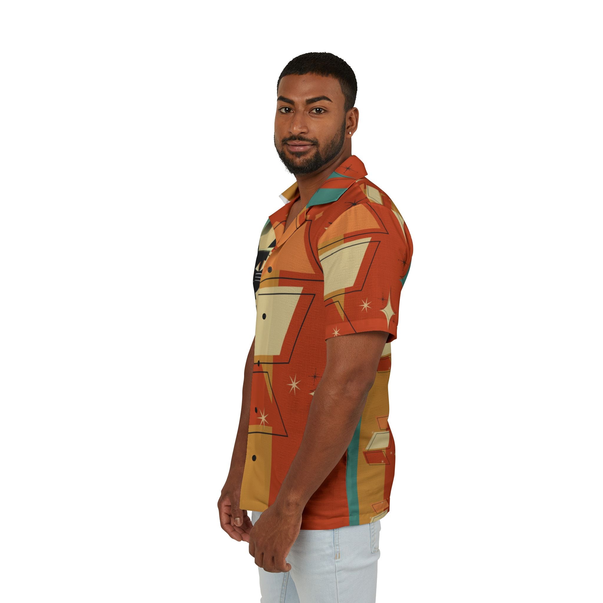 Retro Atomic Cat Bowling Shirt Funky Fun Vintage Bowling Cat Design - Mid Century Modern Gal