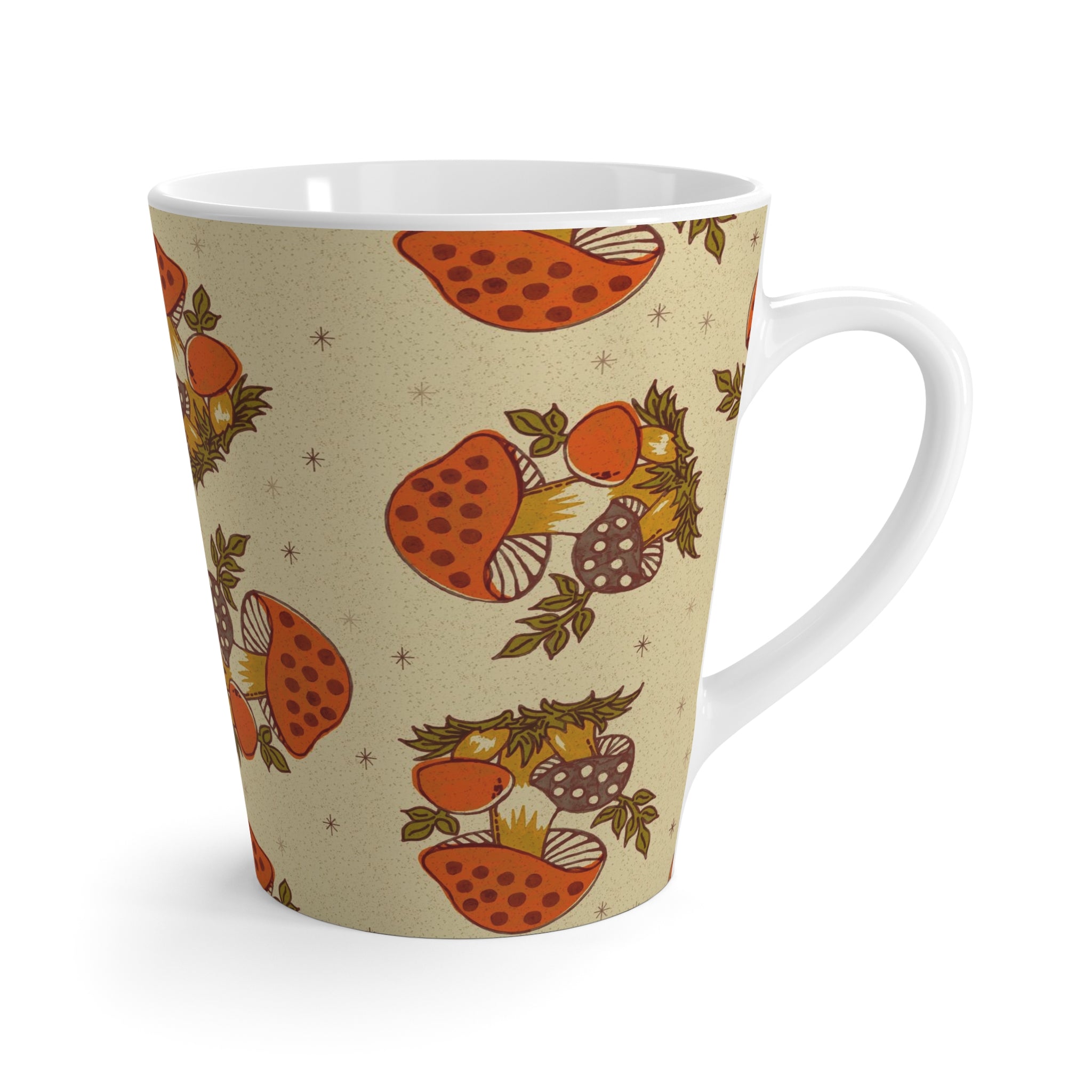 70s Vintage Merry Mushroom Groovy Retro Latte Mug - Mid Century Modern Gal