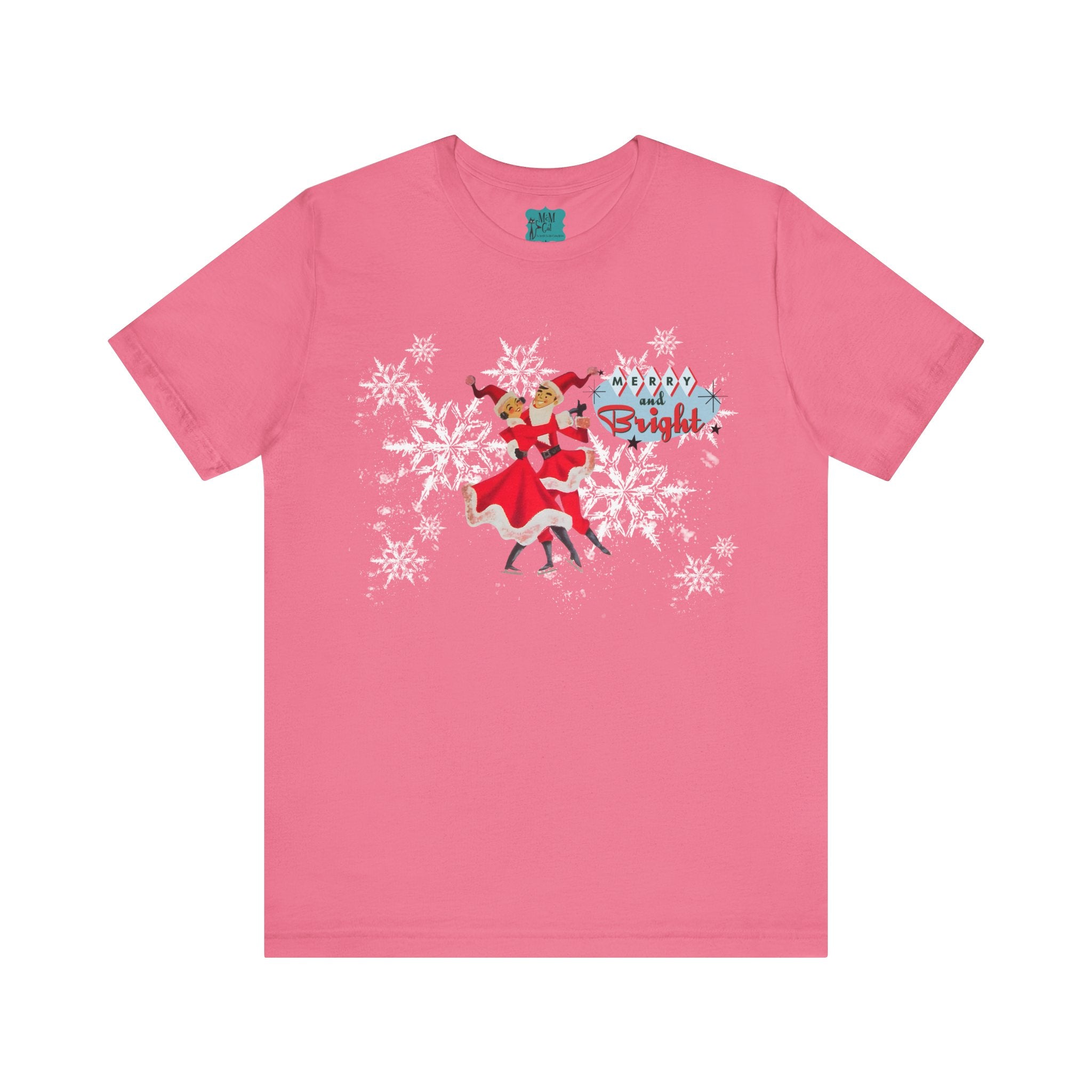 50s Kitsch Vintage Christmas, Retro Mod Holiday, Mr. And Mrs. Claus Ice Skating Christmas Shirt - Mid Century Modern Gal