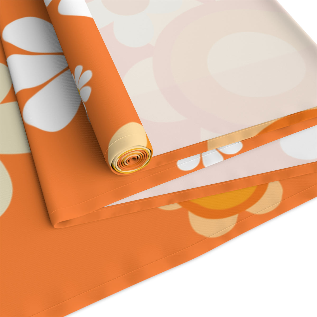 60's Vibe Flower Power Groovy Funky Daisy Orange Mid Mod Table Runner - Mid Century Modern Gal
