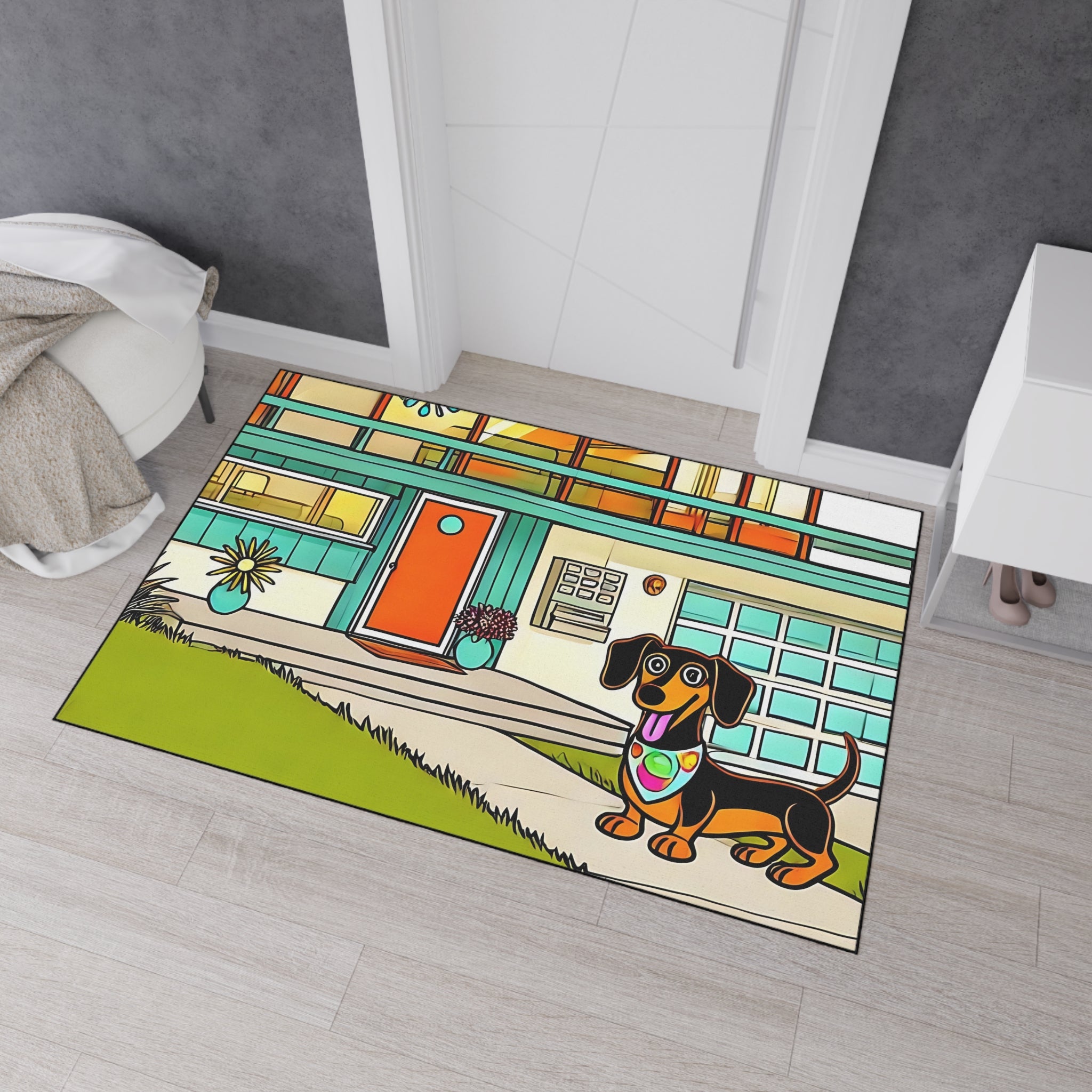 Dachshund Art Heavy Duty Floor Mat - Perfect for Dog Lovers - Mid Century Modern Gal