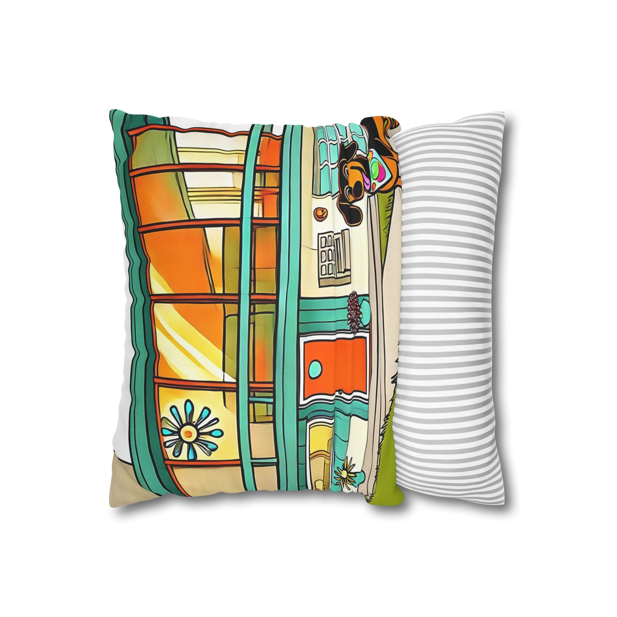 Doxie Dog Dwelling, Kitschy Mid Century Modern Pillow COVER Only - Mid Century Modern Gal