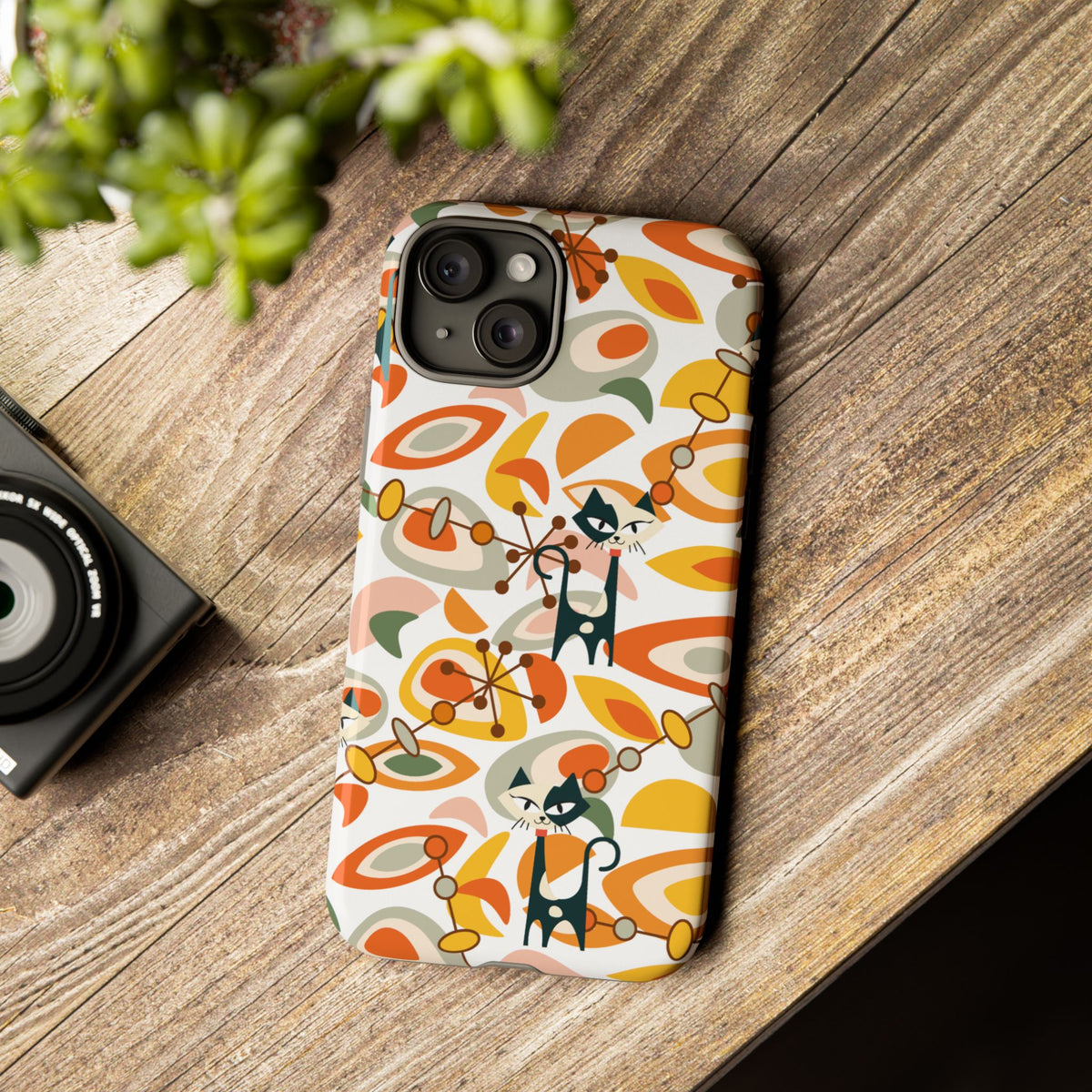 Atomic Cat Mid Mod Orange, Yellow, Groovy Cat Smart Phone Tough Cases