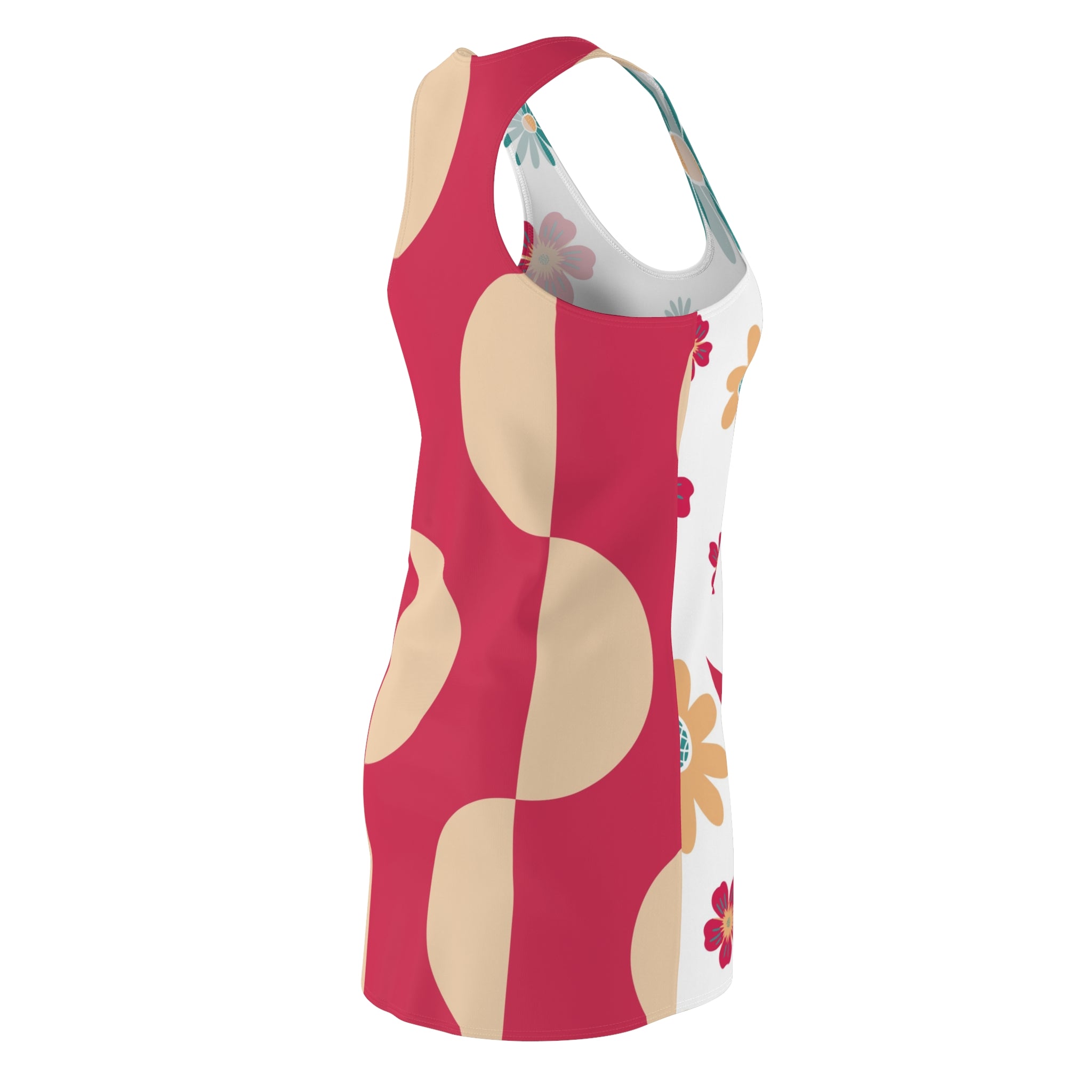 70s Retro Gal Floral Retro Racerback Dress - Casual Summer Outfit for Women - Mid Century Modern Gal
