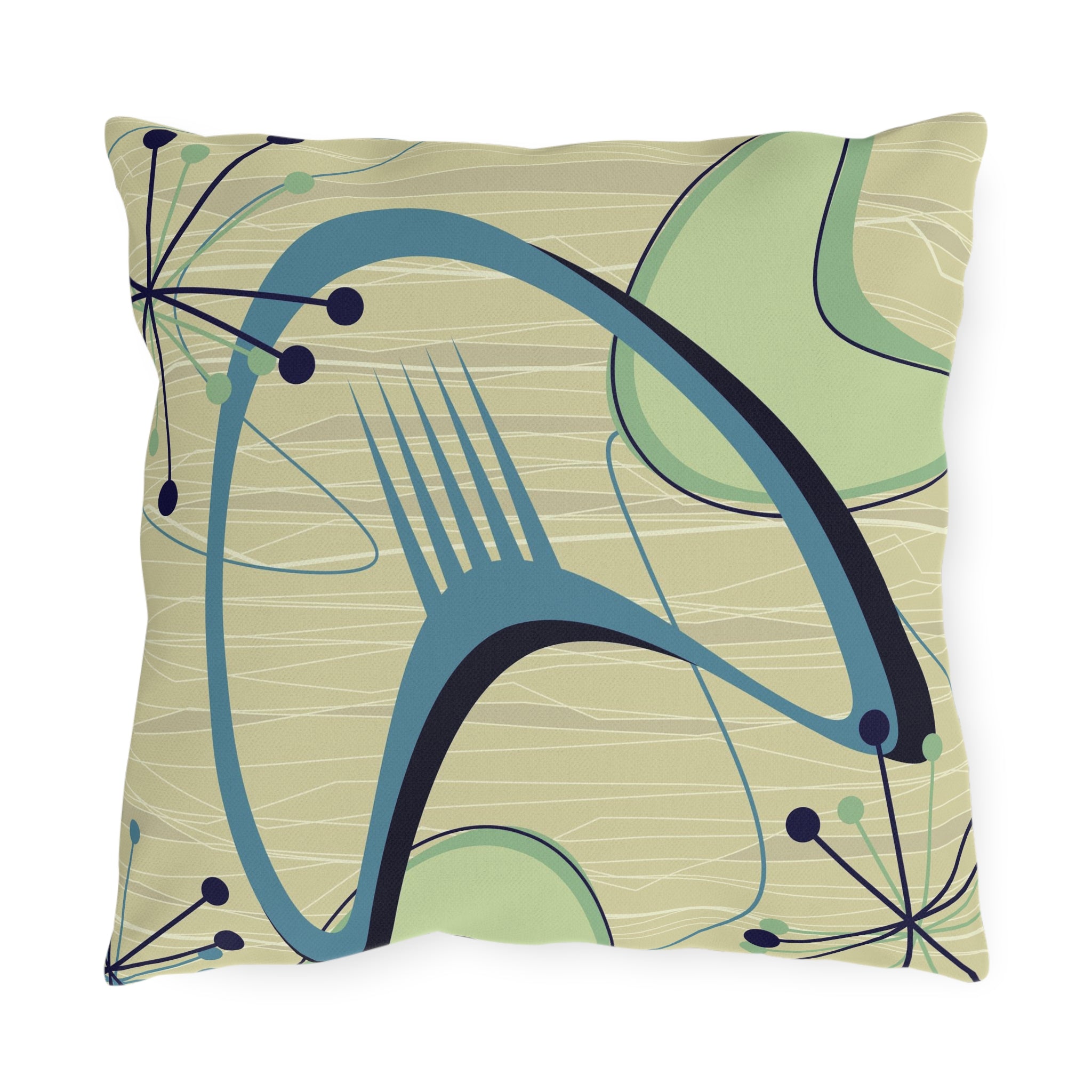 Mid Century Modern Atomic Boomerang Summer Garden Outdoor Pillows - Mid Century Modern Gal