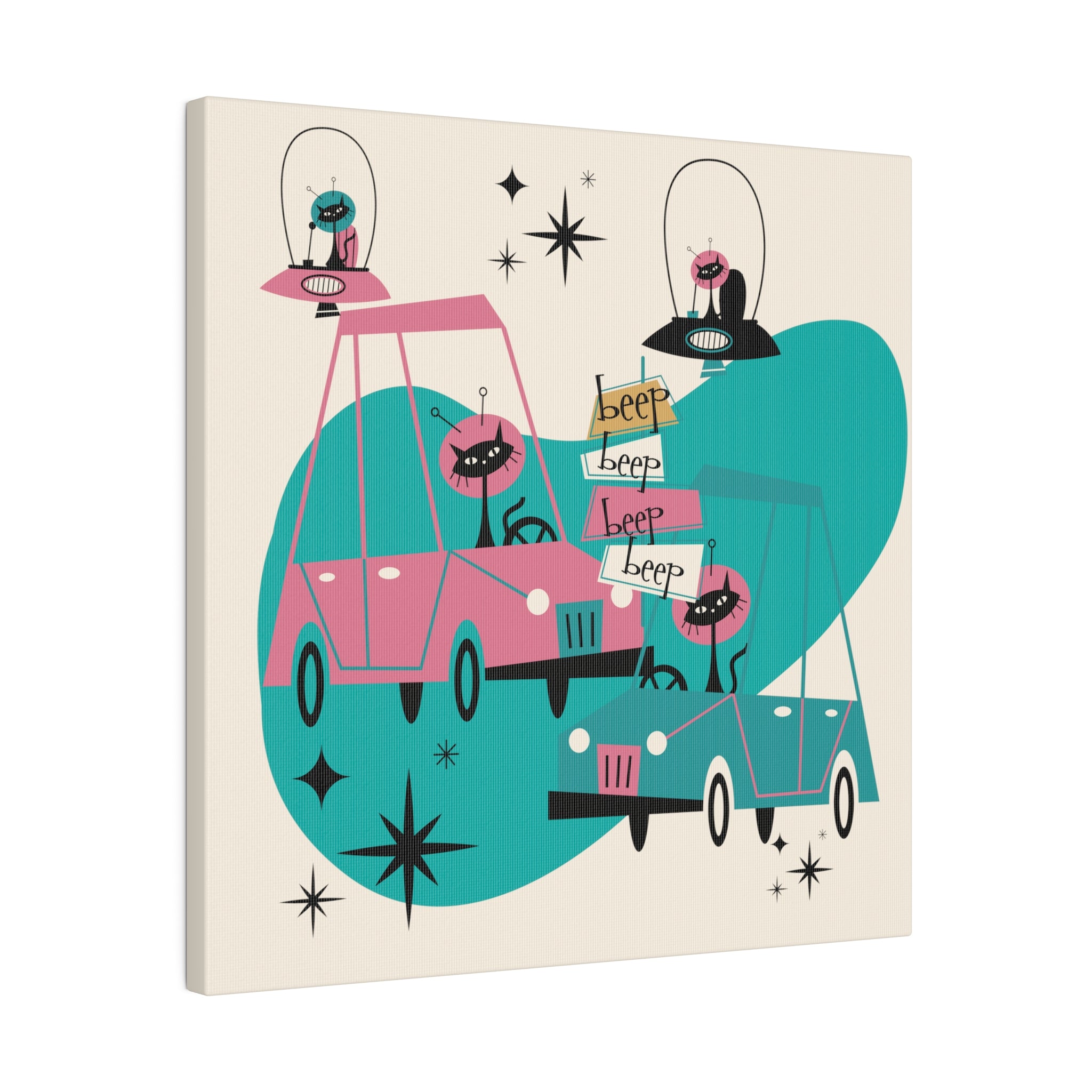 Atomic Cat, Space Kitties, Kitschy Mid Century Modern, Quirky Fun MCM Wall Art For Atomic Age Lovers - Mid Century Modern Gal