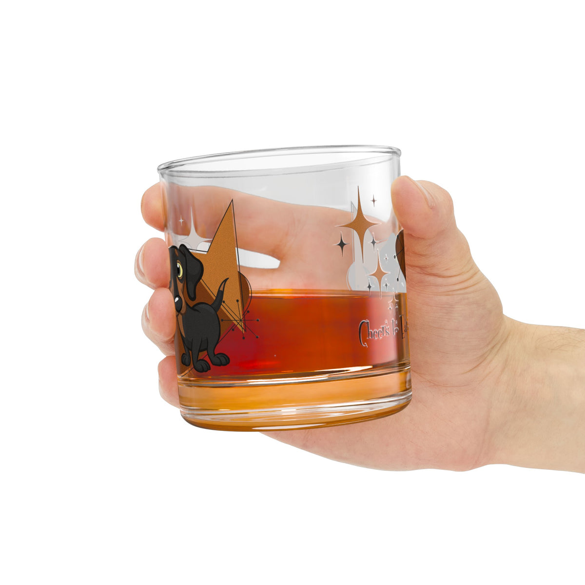 Doxie Dog, Mid Century Modern Bourbon, Whiskey Mid Century Modern Bar Glass - Mid Century Modern Gal