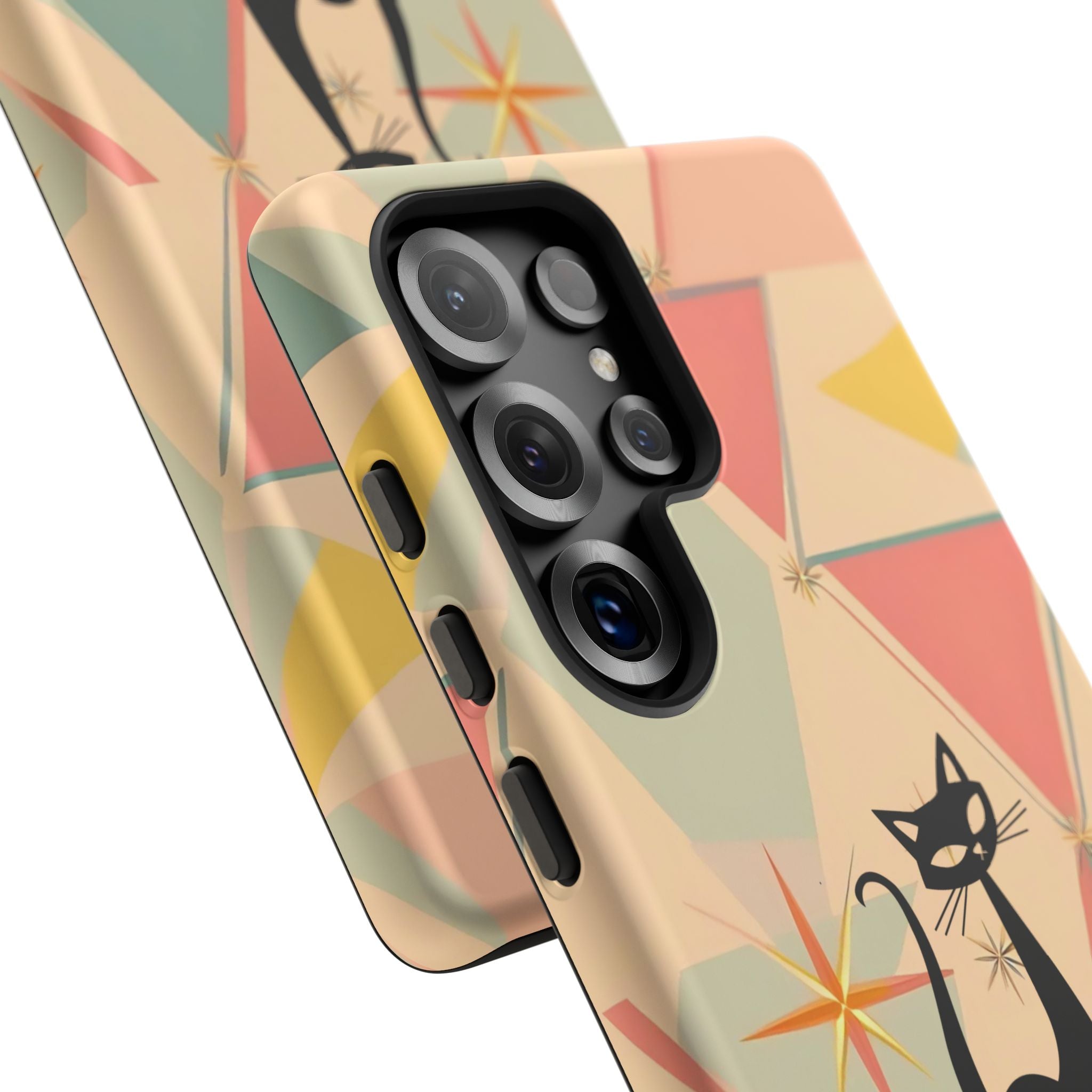 Atomic Cat Mid Mod Retro Cat Phone Case | Tough Cases with Vintage Vibe | Ideal for Cat Lovers