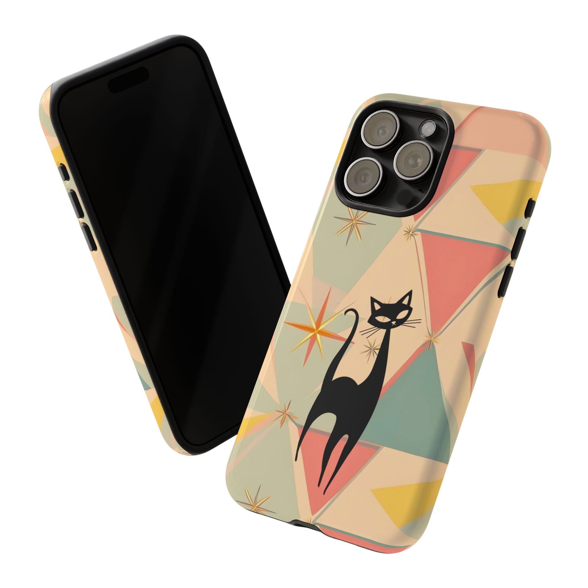 Atomic Cat Mid Mod Retro Cat Phone Case | Tough Cases with Vintage Vibe | Ideal for Cat Lovers
