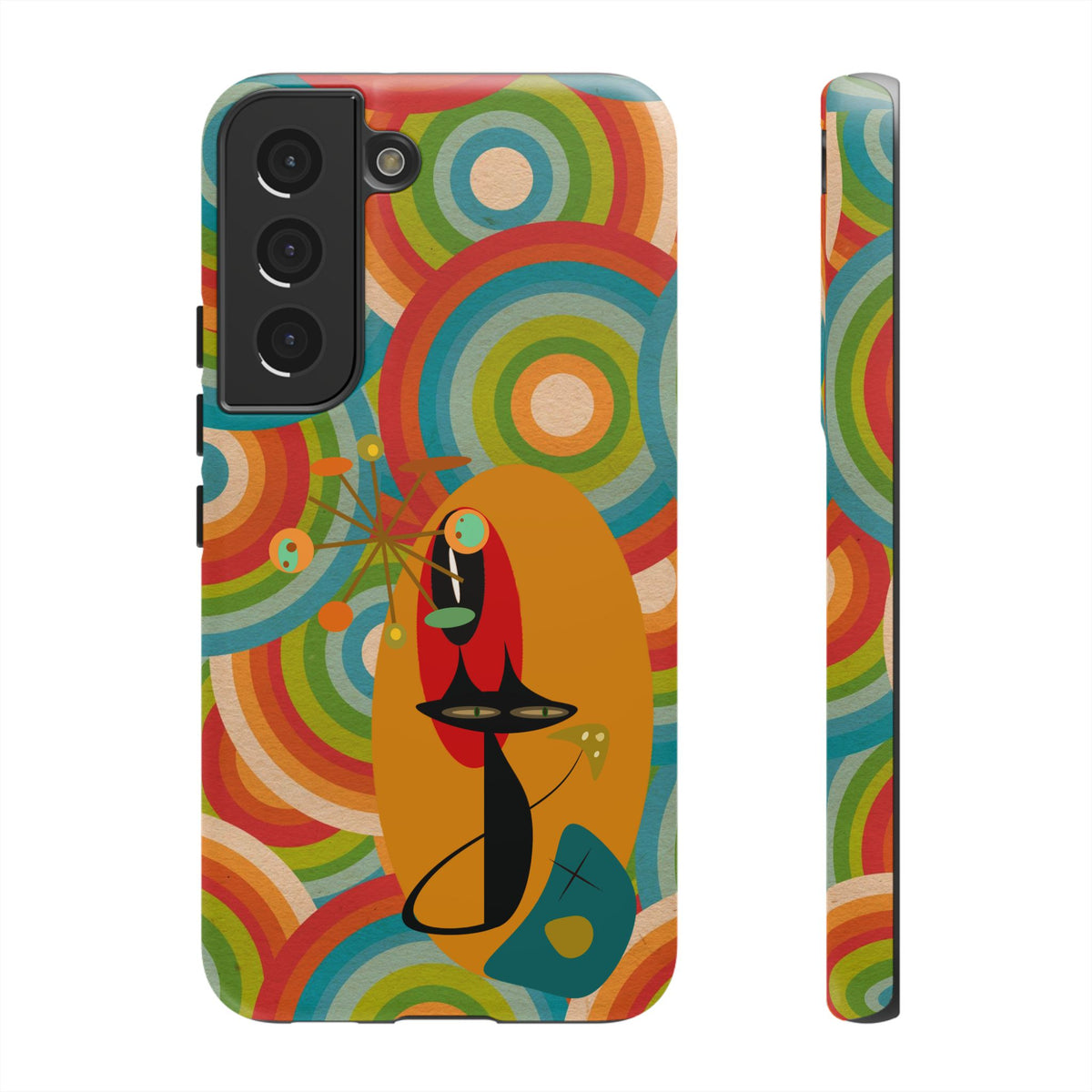 Atomic Cat, Retro 70's Pattern, MCM Smart Phone Tough Phone Case