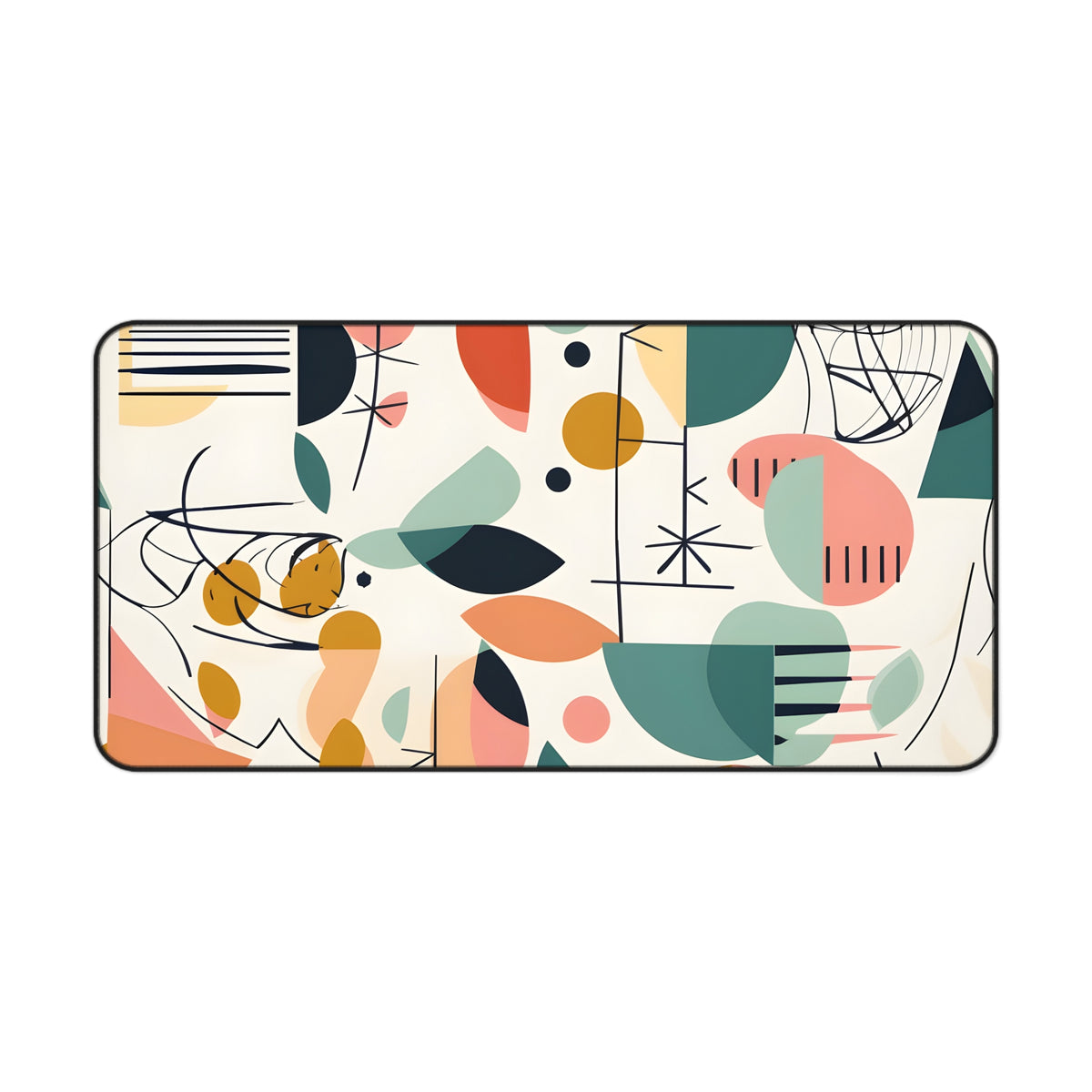 Mid Century Modern Abstract Floral, Minimalist Mod Desk Mat - Mid Century Modern Gal