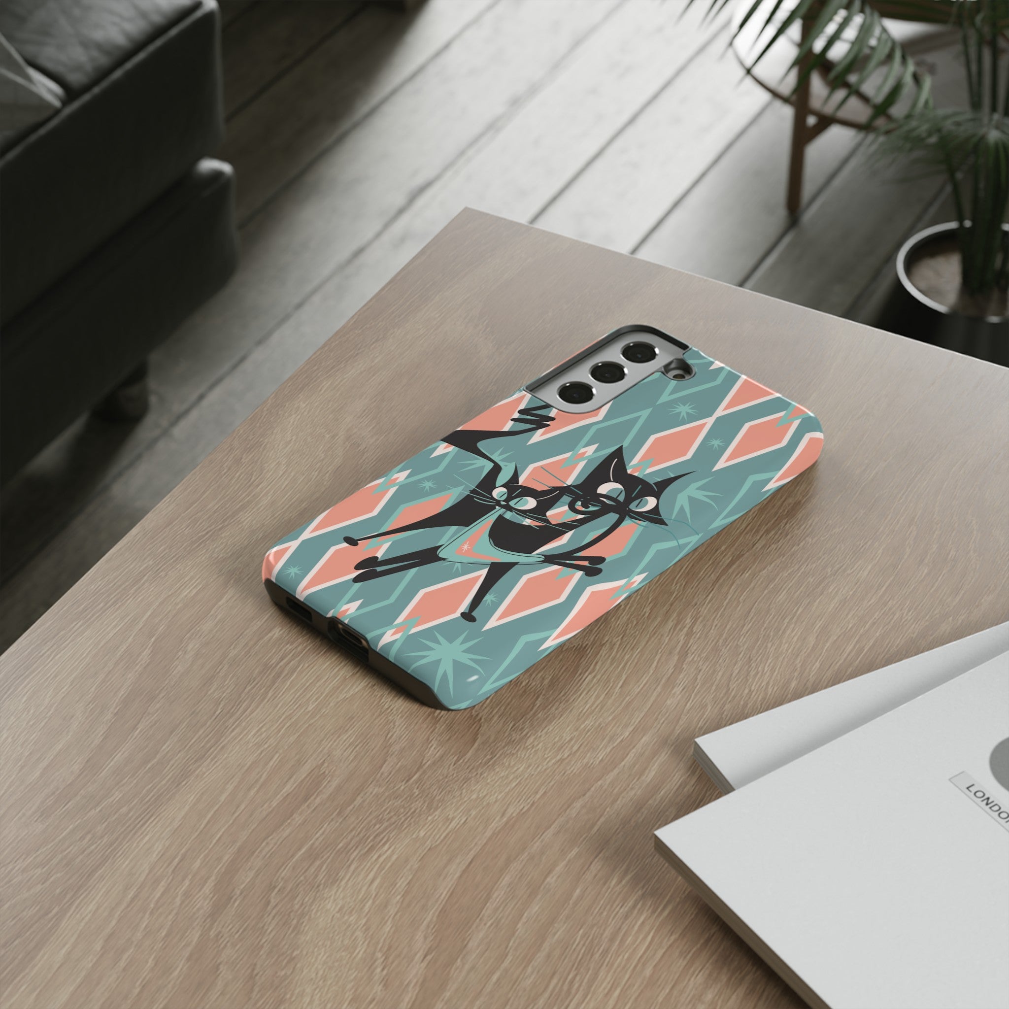Mid Mod Atomic Cat Kitschy Retro Chic Samsung, Smart Phone Tough Cases - Mid Century Modern Gal