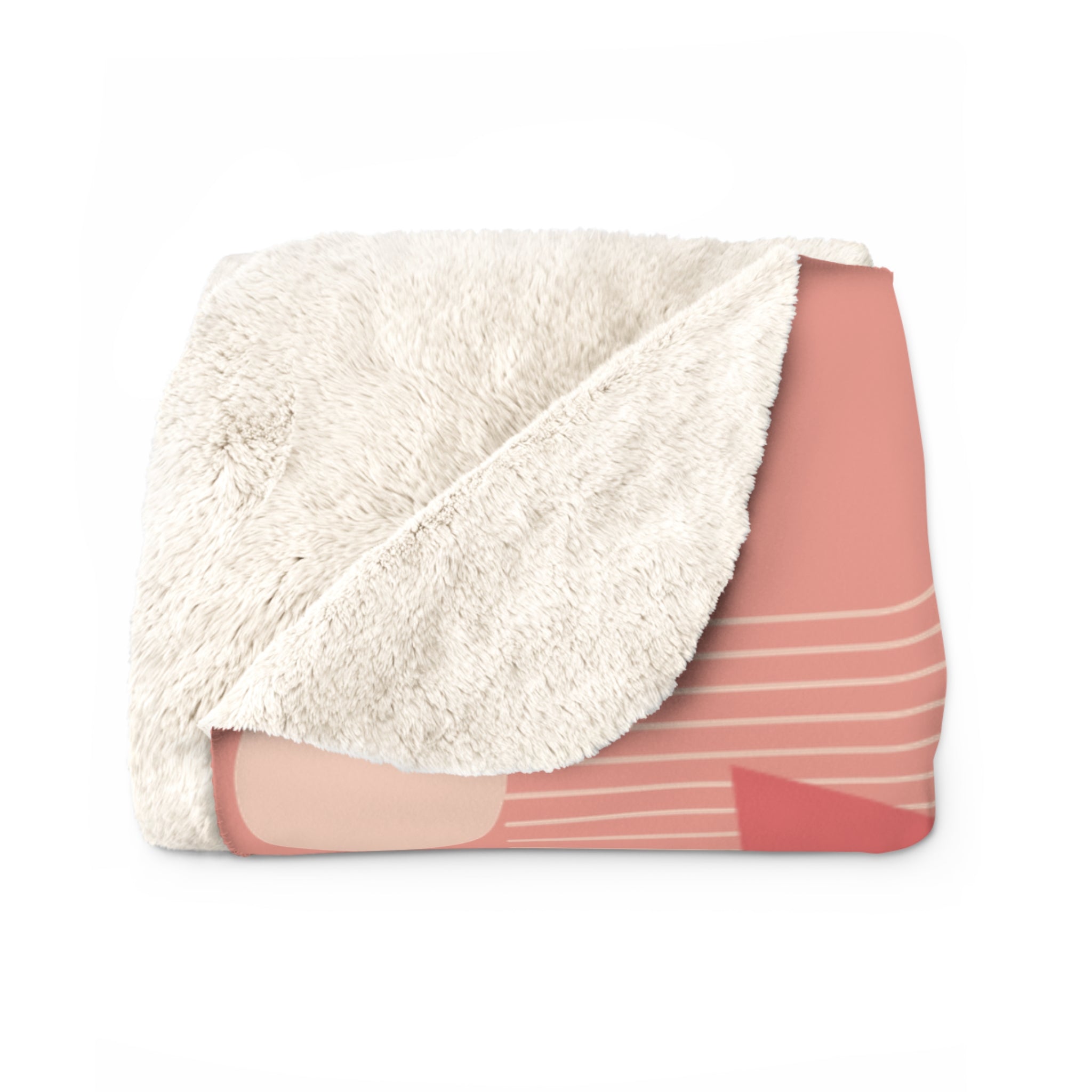 Doxie Dog Blanket, Weiner Dog Lover, Mid Century Modern Coral Pink, Whimsical Mid Century Mod Dachshund Dog Lover Sherpa Fleece Blanket - Mid Century Modern Gal