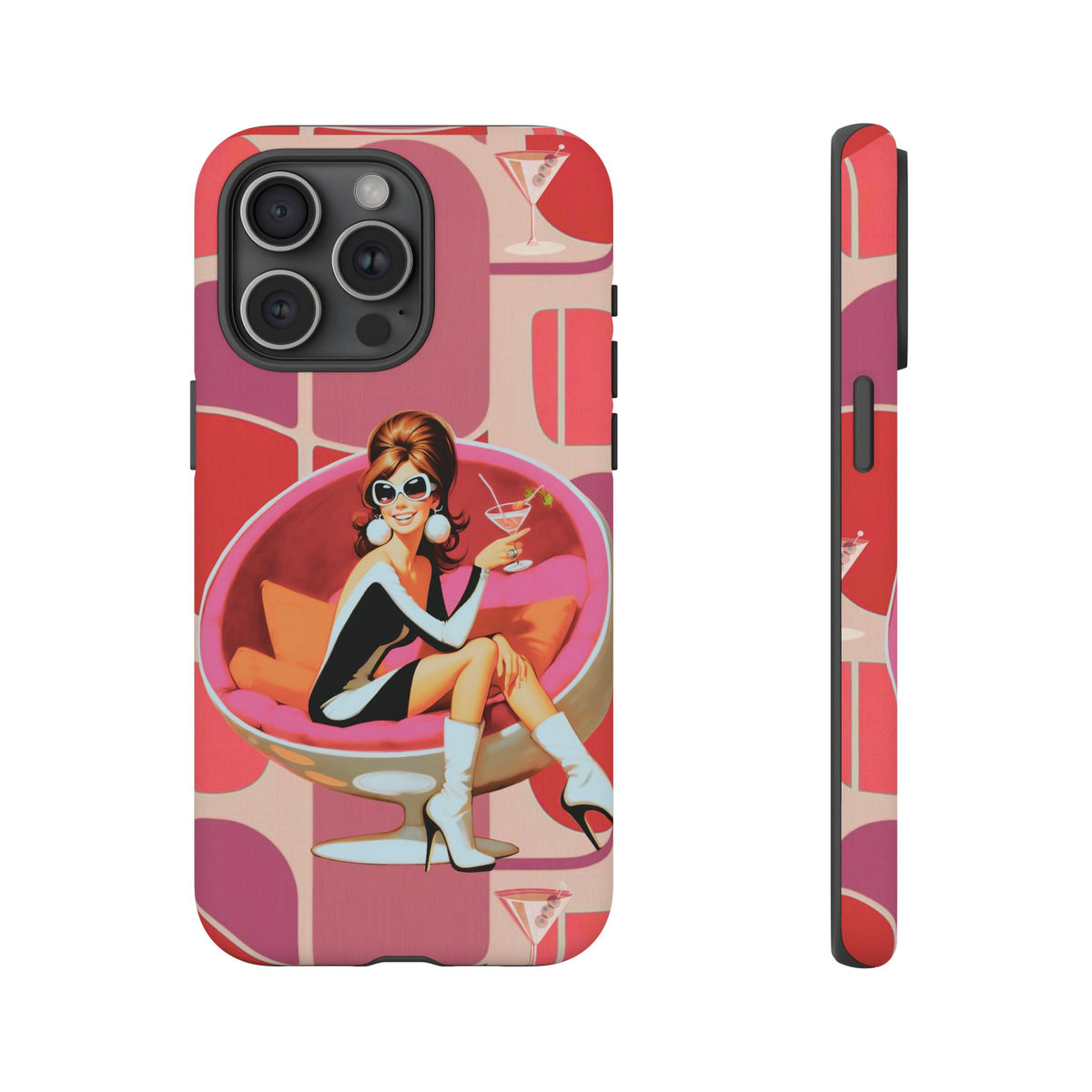 Mid Mod 60s Mod Gal, Kick Back Enjoy, Retro Chic Phone Case with Cocktail Design - Mid Century Modern Gal