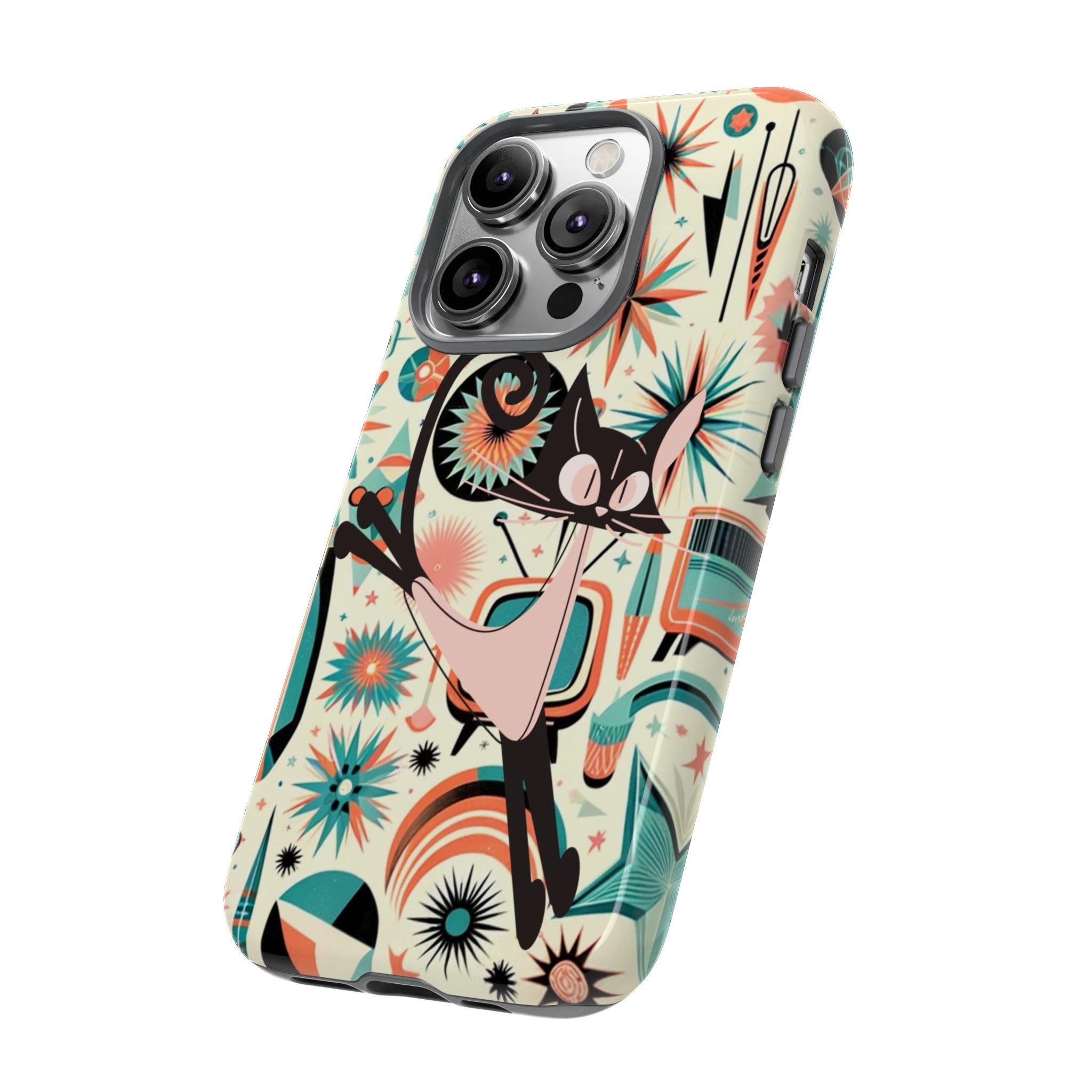 Atomic Kitty Boomerang Space Kitty Mid Century Modern Samsung, Smart Phone, Tough Cases - Mid Century Modern Gal