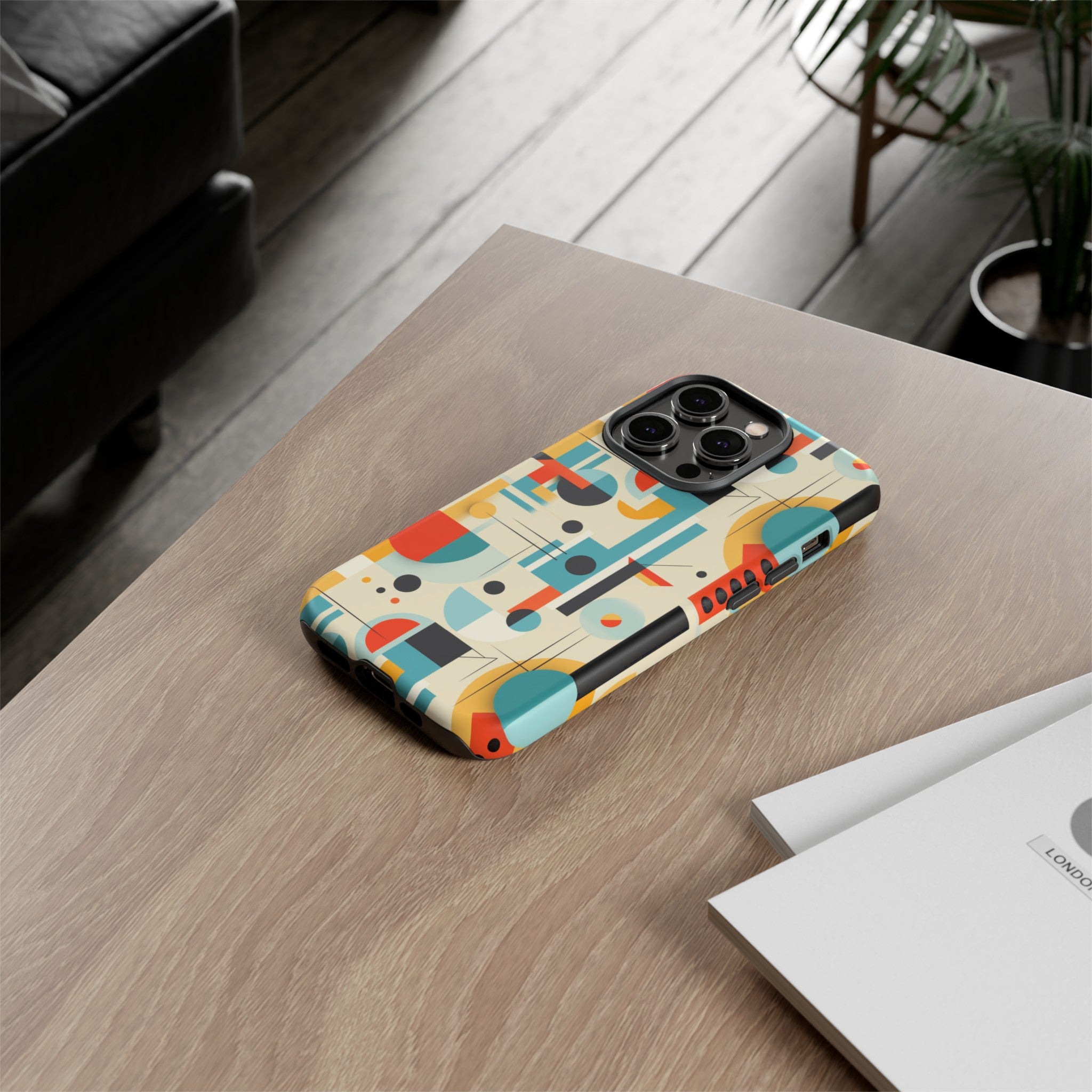Bauhaus Designed Mid Mod Geometric Groovy Smart Phone, iPhone, Samsung Compatible Tough Cases - Mid Century Modern Gal