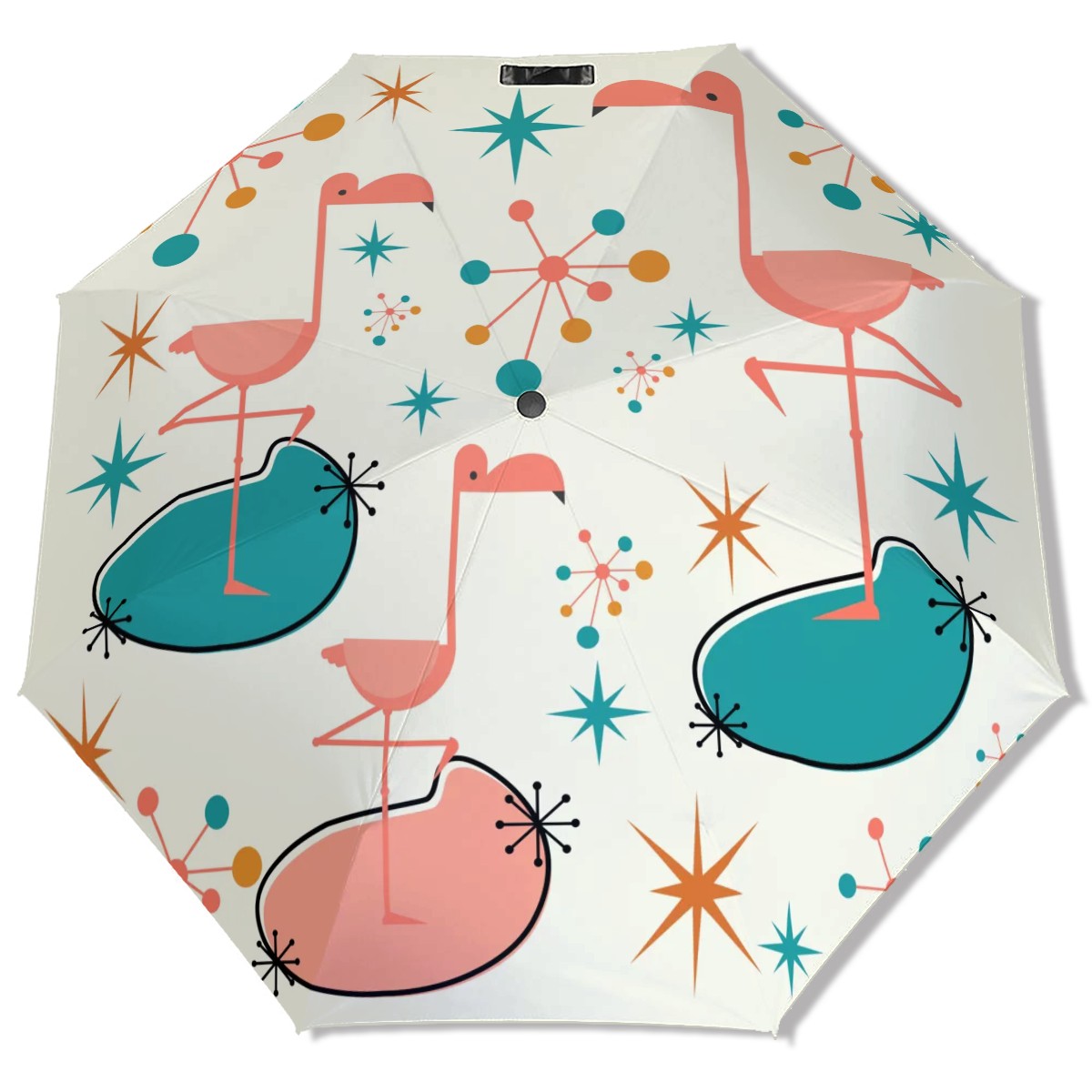 Kitschy Flamingo Palm Springs Designed Mid Mod UV Protection Umbrella - Mid Century Modern Gal
