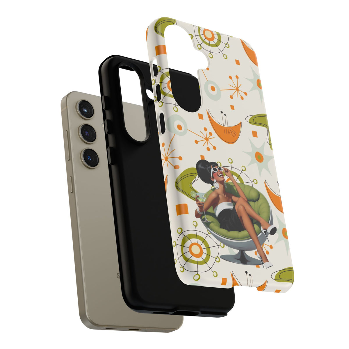 Mid Century Modern Atomic Starburst Mid Mod 60s Gal Retro Chic Tough Phone Case with Vintage Glamour Design