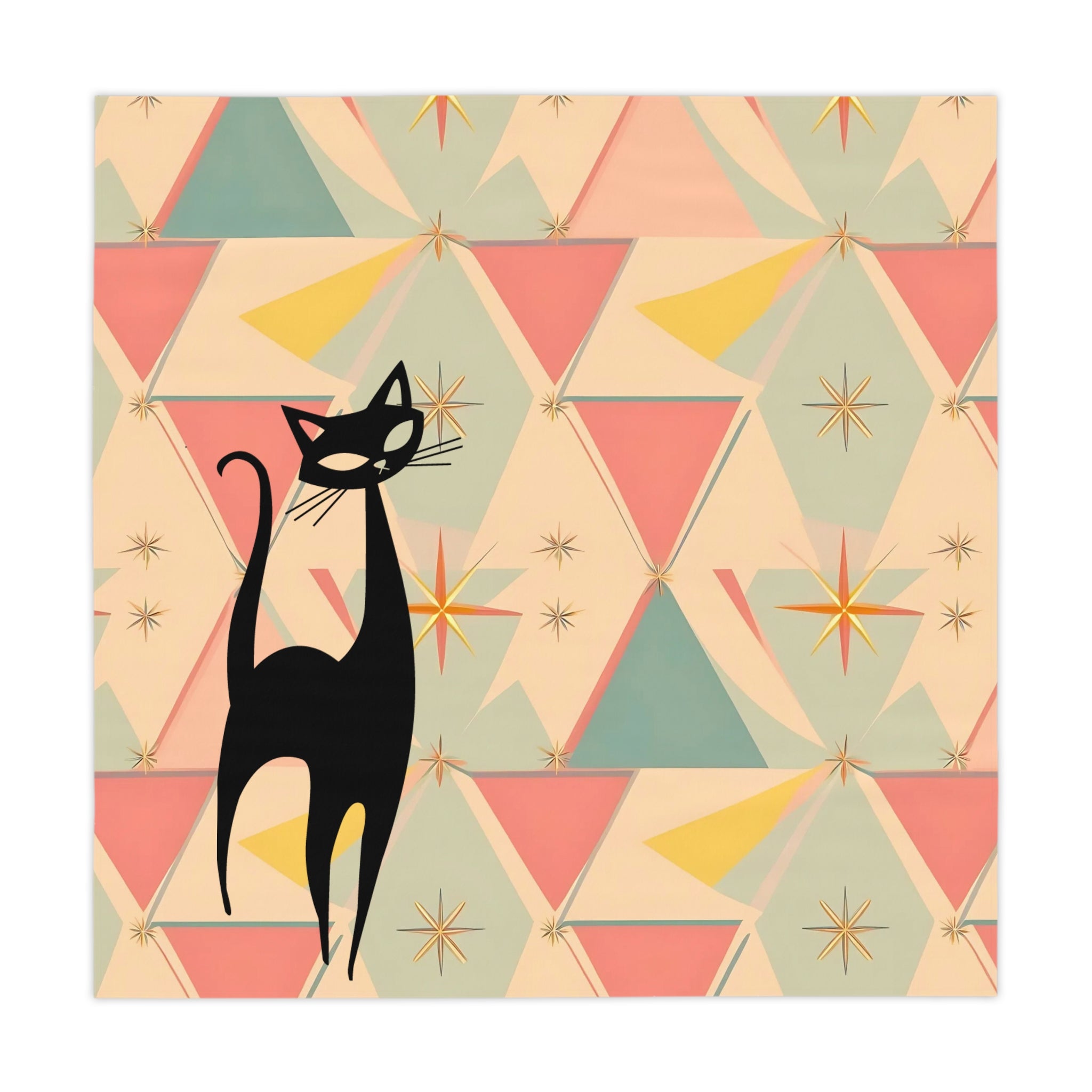Atomic Cat Mid-Century Modern Cat Tablecloth - Retro Home Decor for Cat Lovers - Mid Century Modern Gal