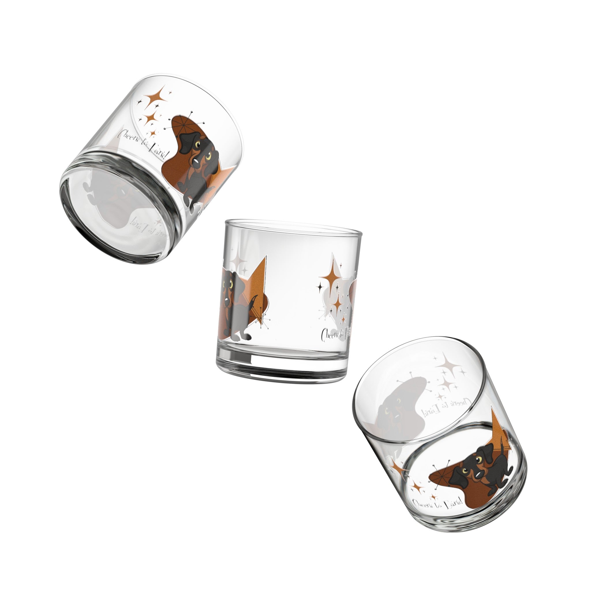 Doxie Dog, Mid Century Modern Bourbon, Whiskey Mid Century Modern Bar Glass - Mid Century Modern Gal