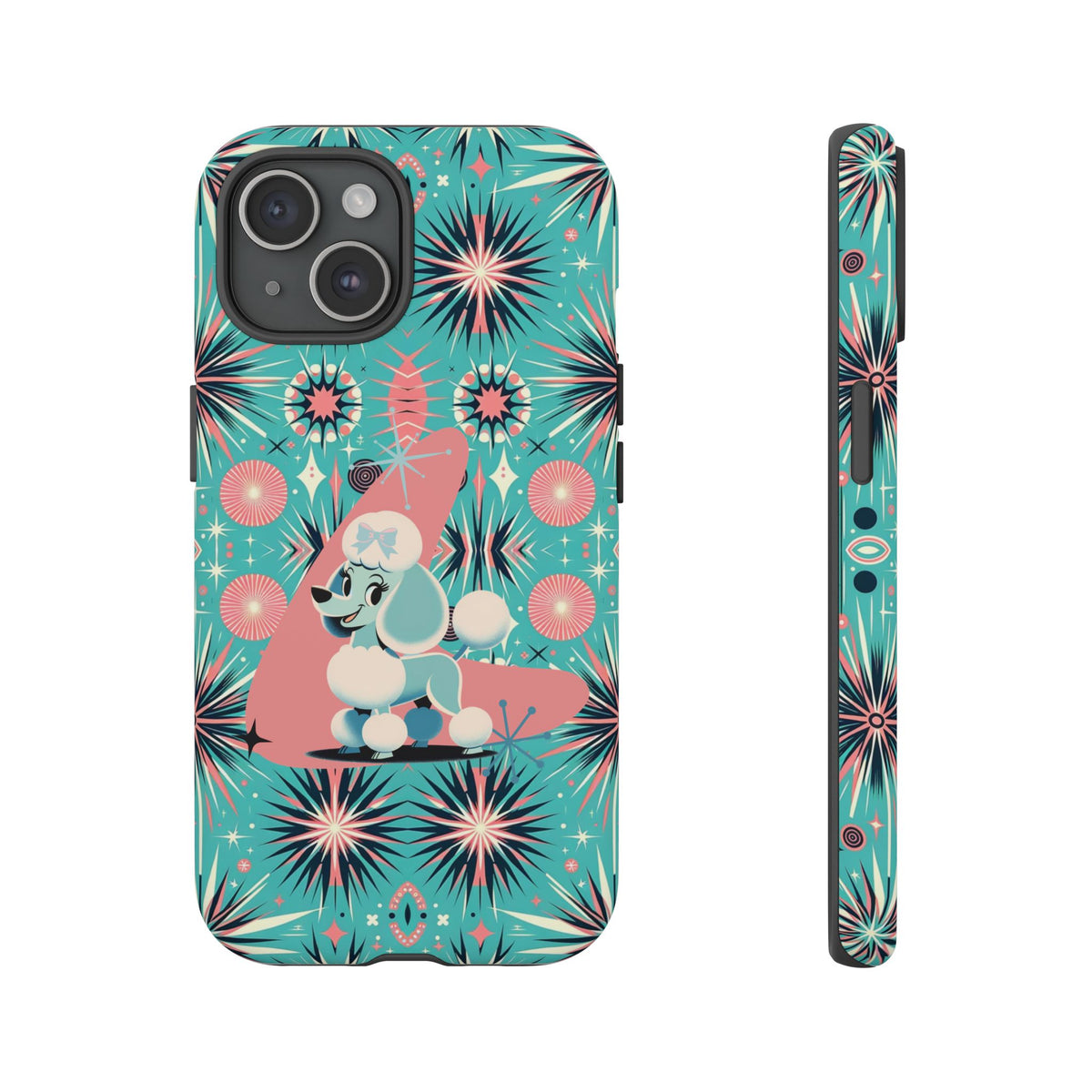 1950s Mid Century Modern Atomic Pink, Poodle Retro Smart Phone Tough Cases