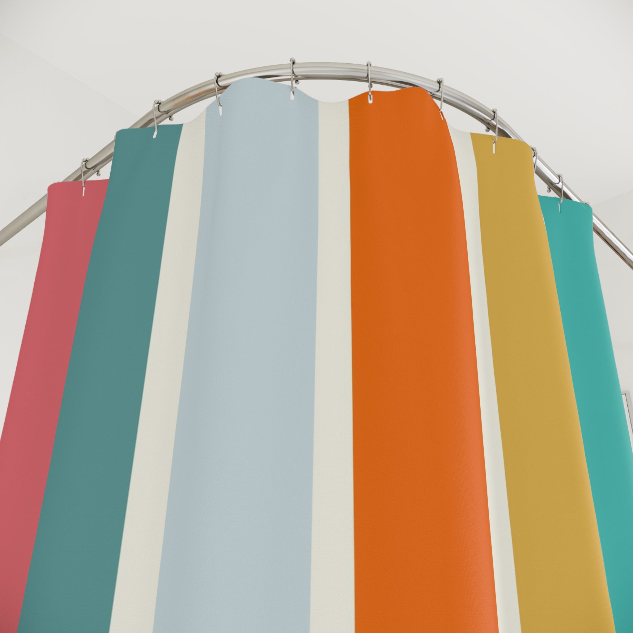 Fruity Stripes Retro Mod Minimalist MCM Colorful Shower Curtain - Mid Century Modern Gal