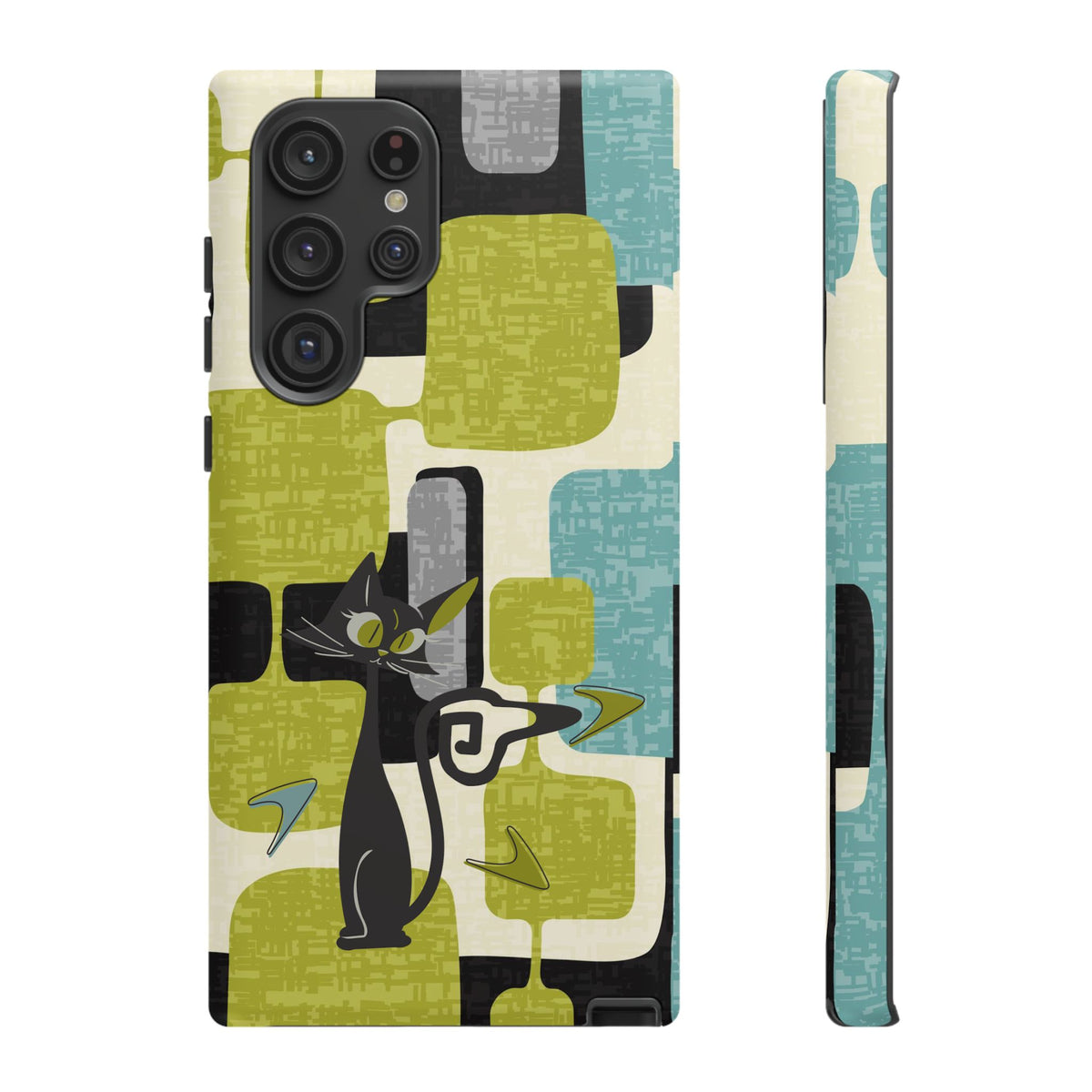 Mid Century Modern Geometric Kitschy Cat, Boomerang Retro Smart Phone Tough Cases - Mid Century Modern Gal