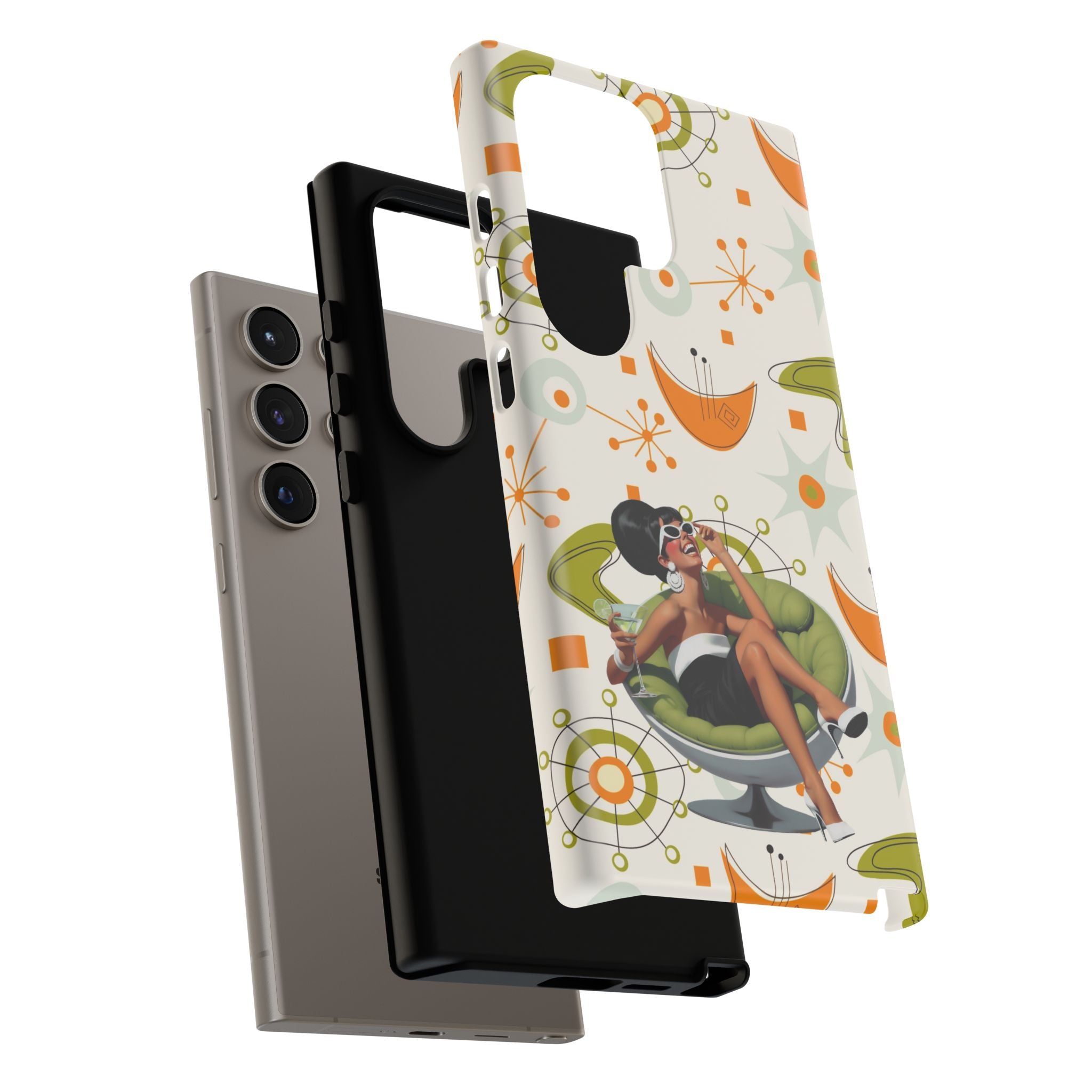 Mid Century Modern Atomic Starburst Mid Mod 60s Gal Retro Chic Tough Phone Case with Vintage Glamour Design