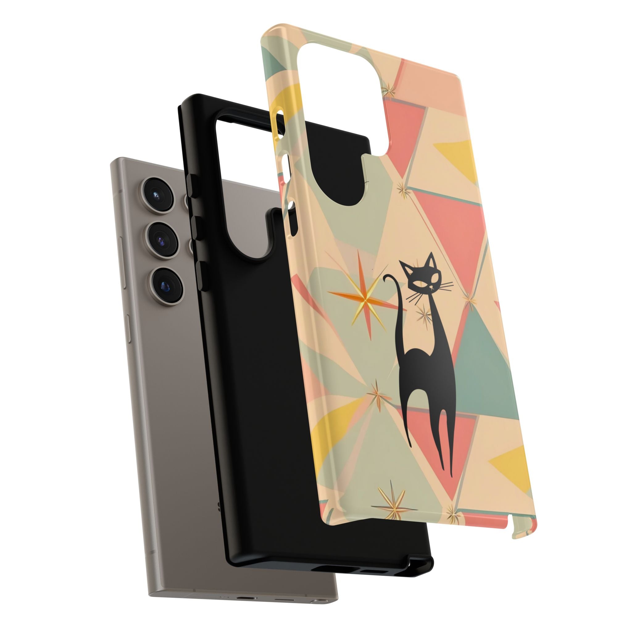 Atomic Cat Mid Mod Retro Cat Phone Case | Tough Cases with Vintage Vibe | Ideal for Cat Lovers