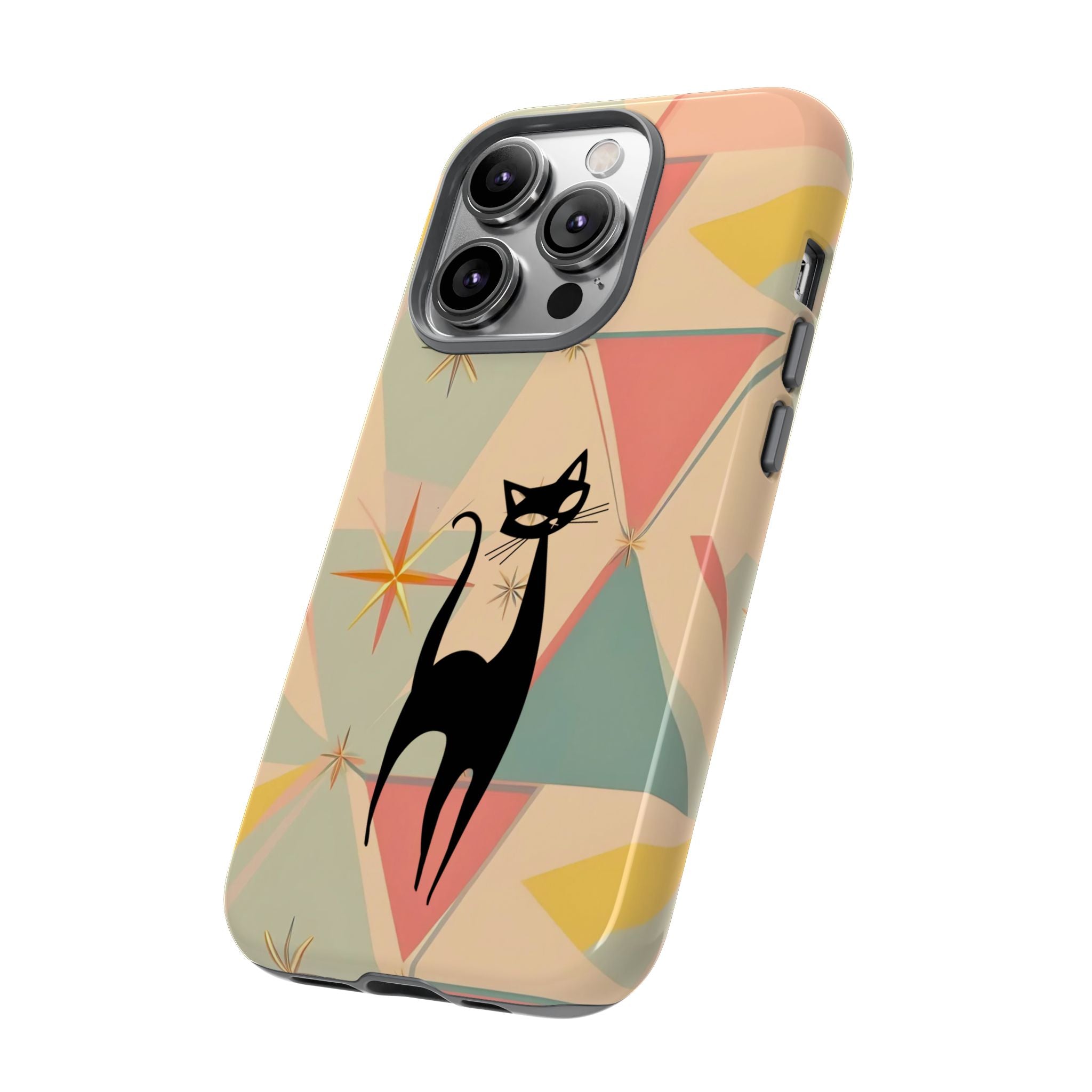 Atomic Cat Mid Mod Retro Cat Phone Case | Tough Cases with Vintage Vibe | Ideal for Cat Lovers