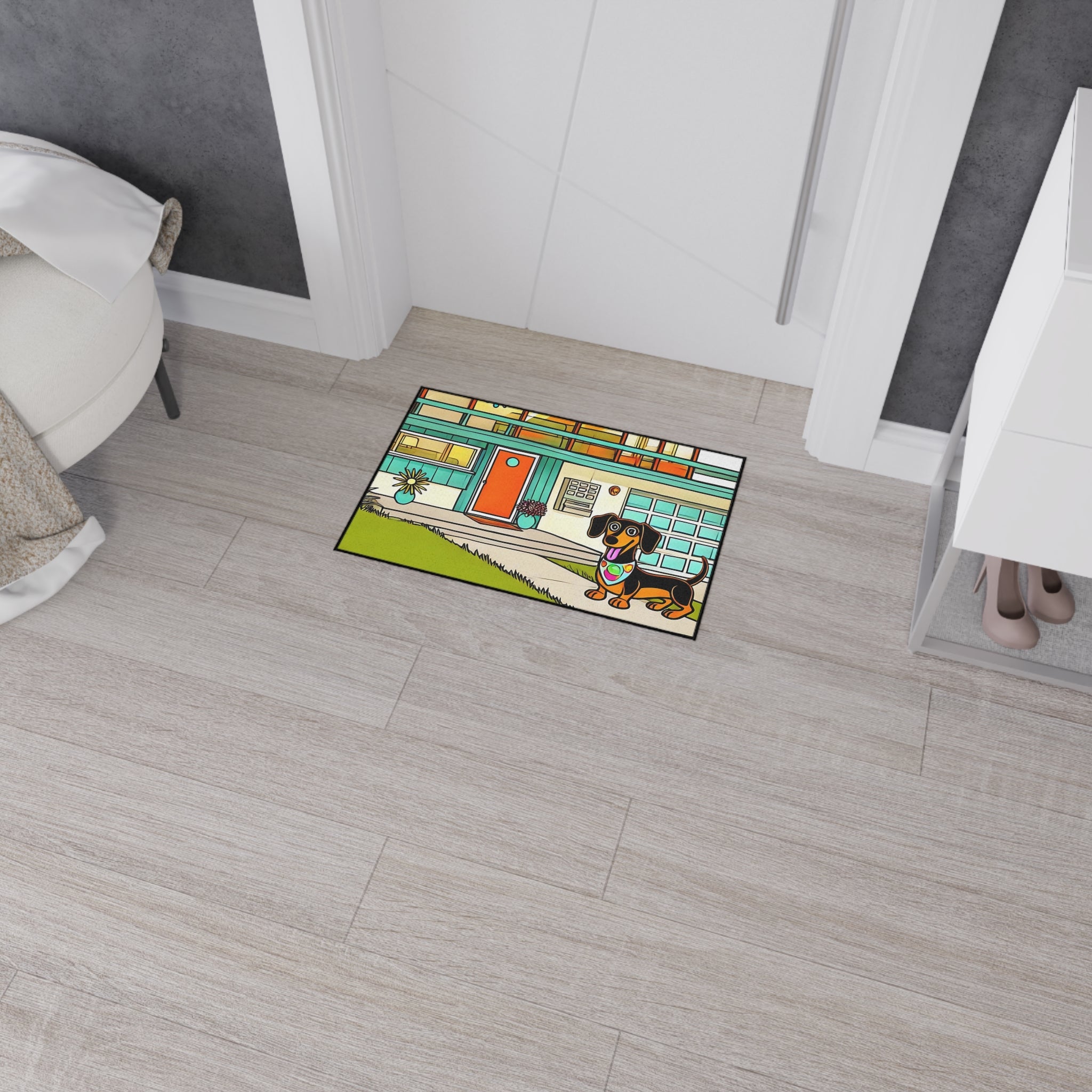 Dachshund Art Heavy Duty Floor Mat - Perfect for Dog Lovers - Mid Century Modern Gal