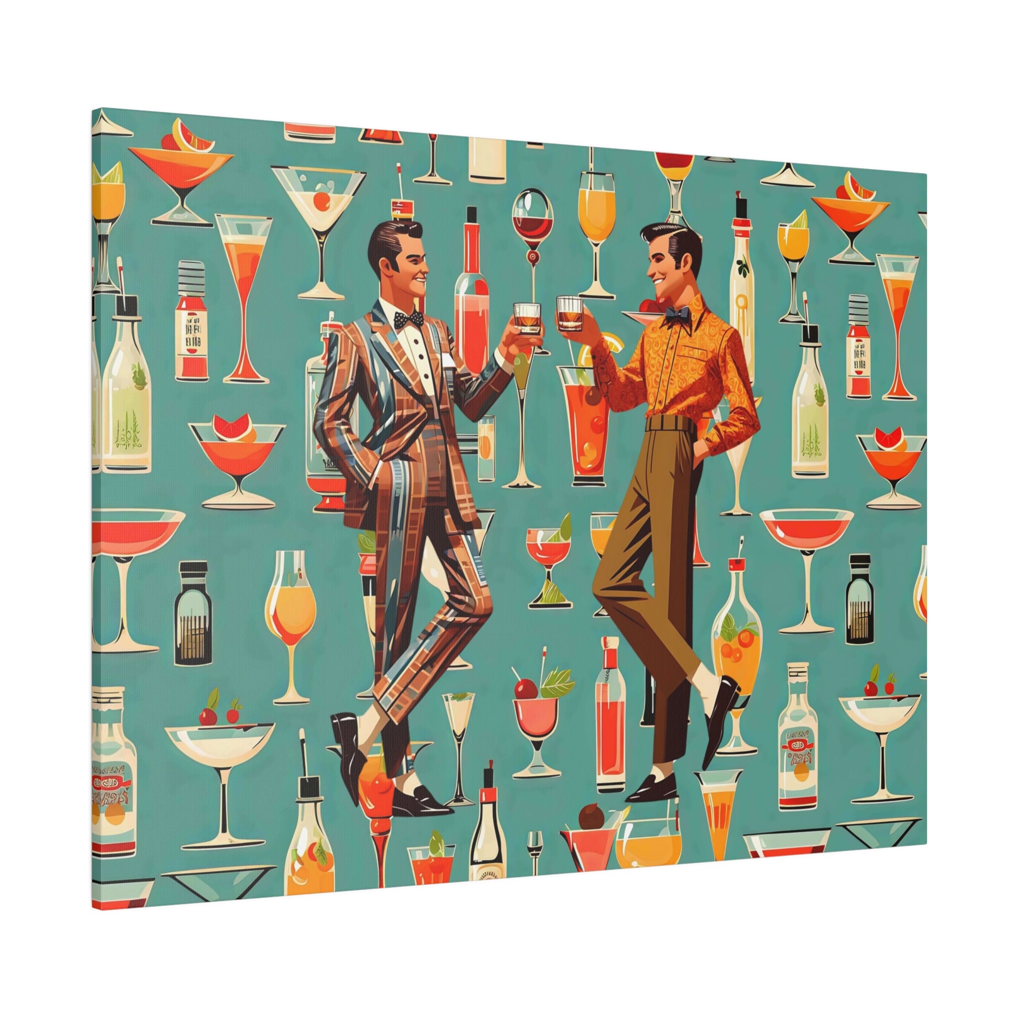 Atomic 50s Cocktail Art, Mid Century Modern Dapper Dudes, LGBTQ Unique Gifts, MCM Bar Art - Mid Century Modern Gal
