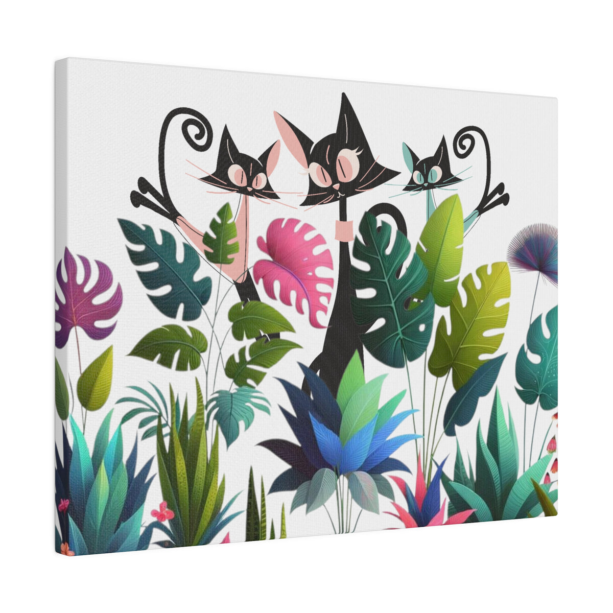 Cats And Plants, Crazy Cat Mom, Boho Plants, Funky Fun Colorful Office, Livingroom, Bedroom Atomic Cat Mid Century Modern Wall Art - Mid Century Modern Gal